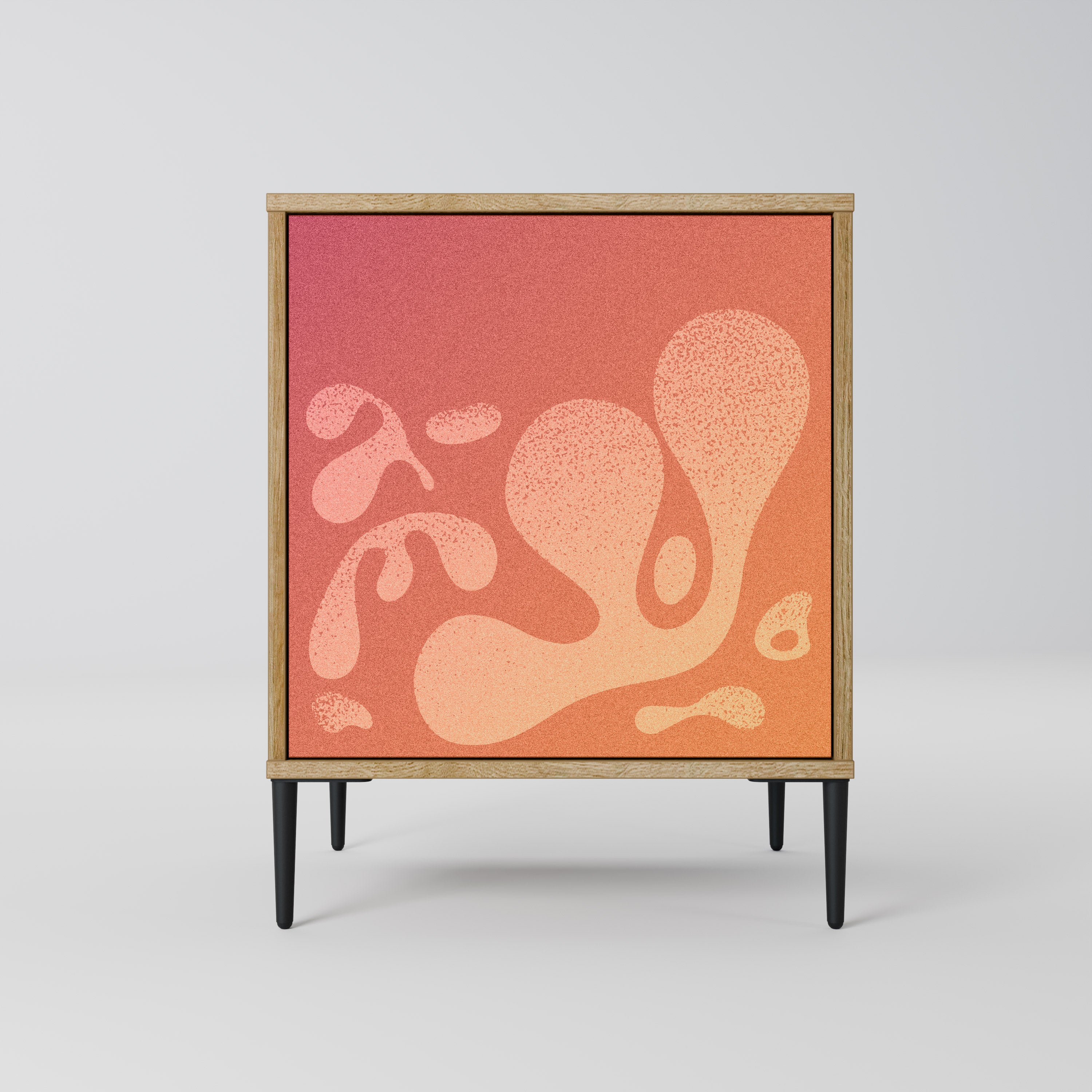 Aparador de una puerta rosa irregular con efecto roble