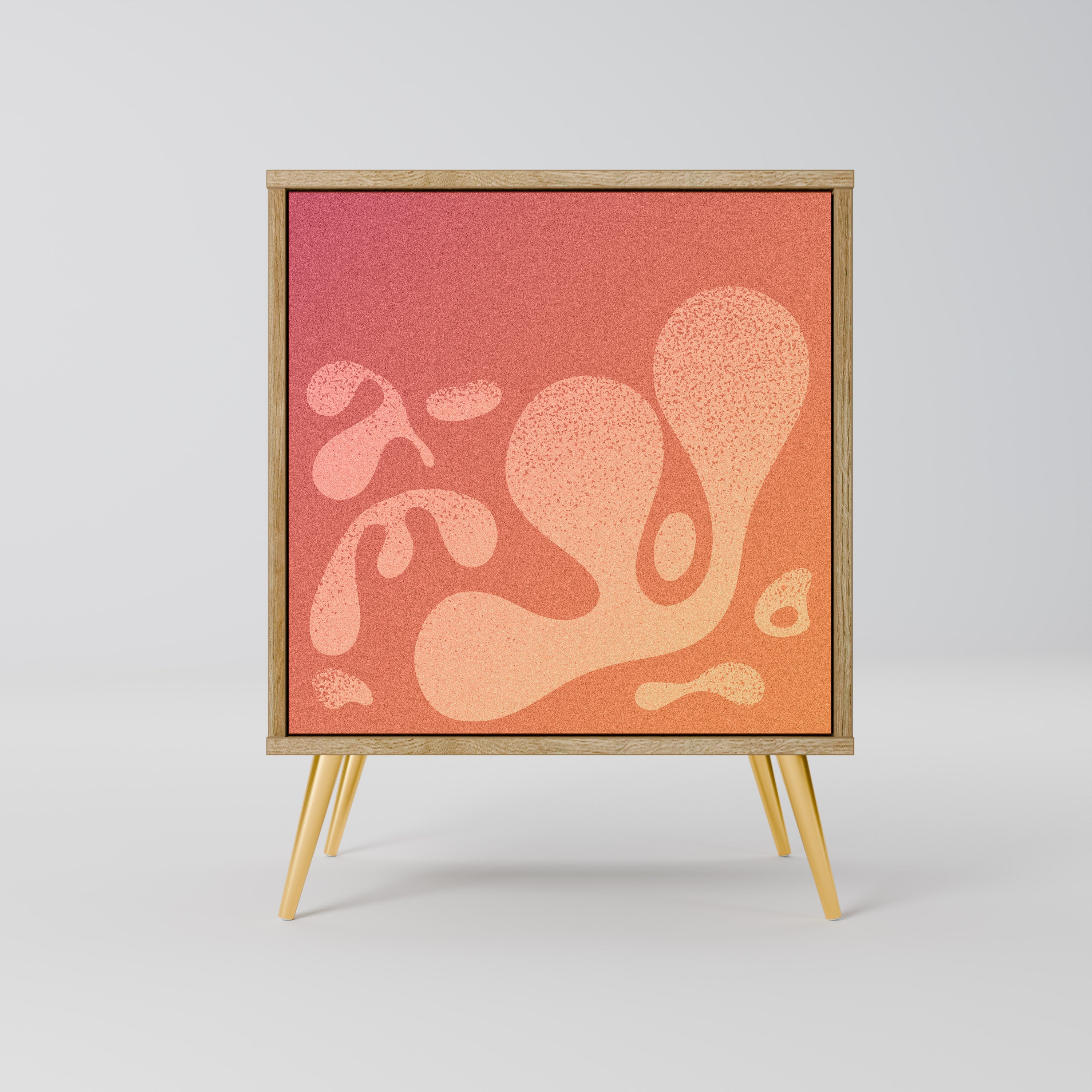 Aparador de una puerta rosa irregular con efecto roble