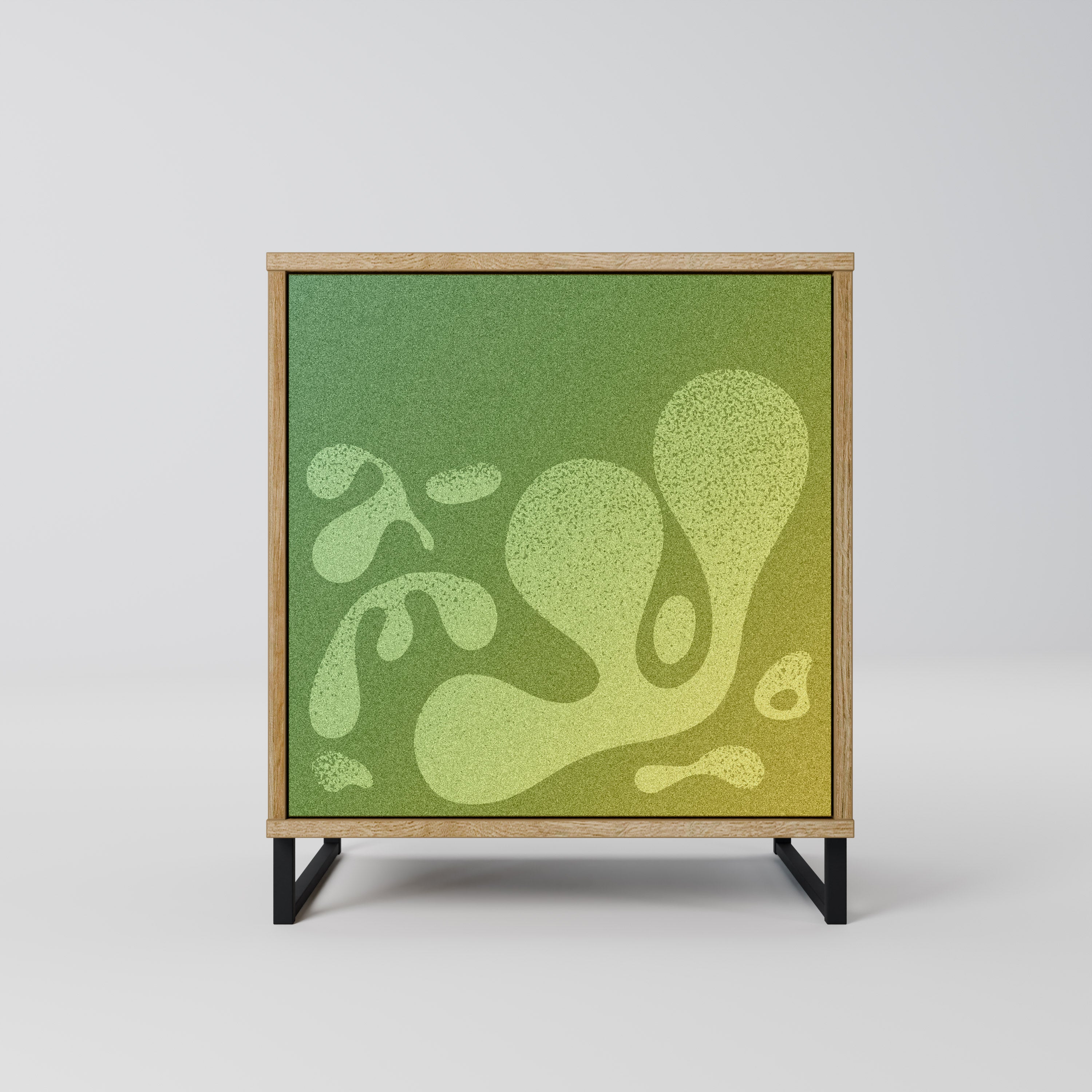 Aparador IRREGULAR AZUL de 1 puerta con acabado roble