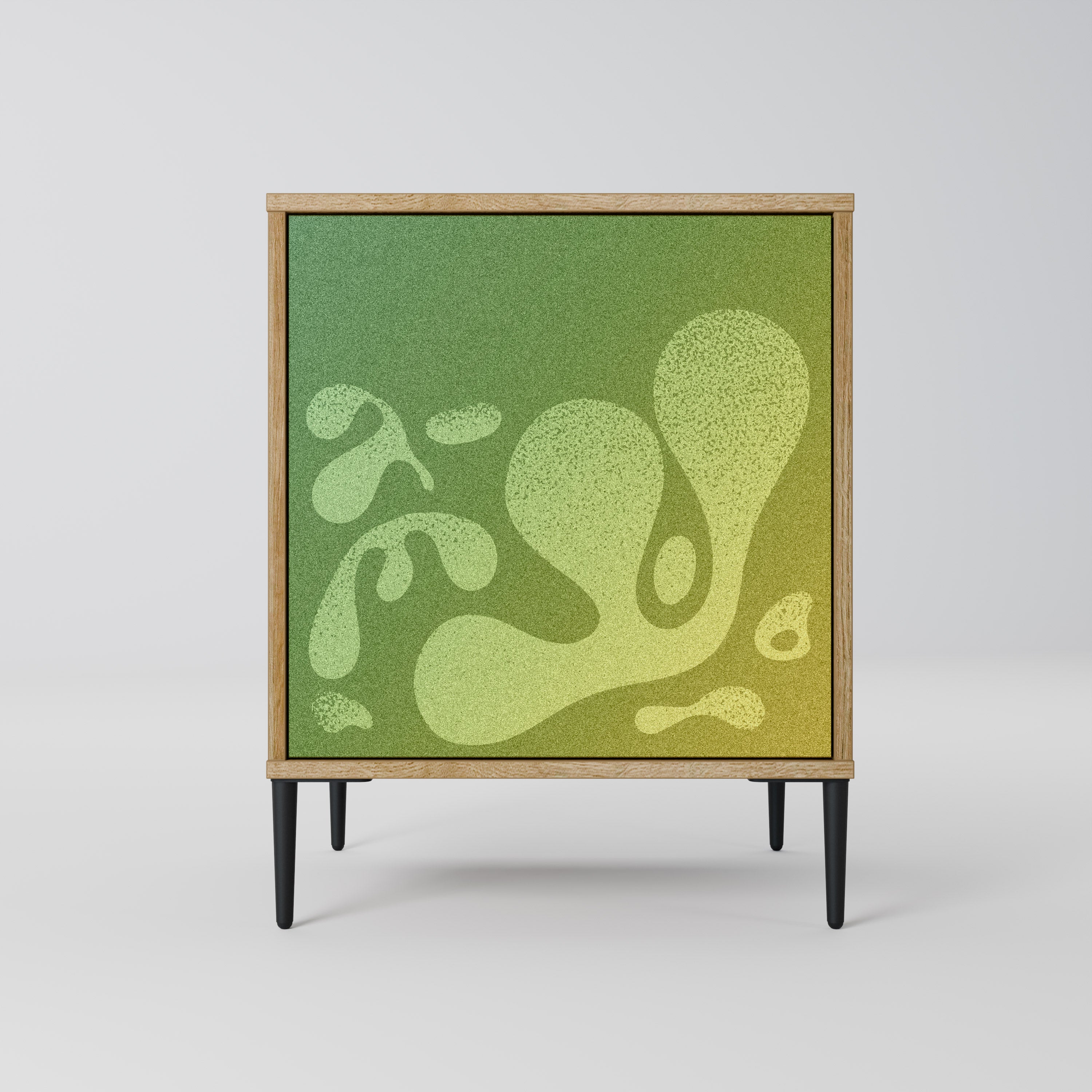 Aparador IRREGULAR AZUL de 1 puerta con acabado roble