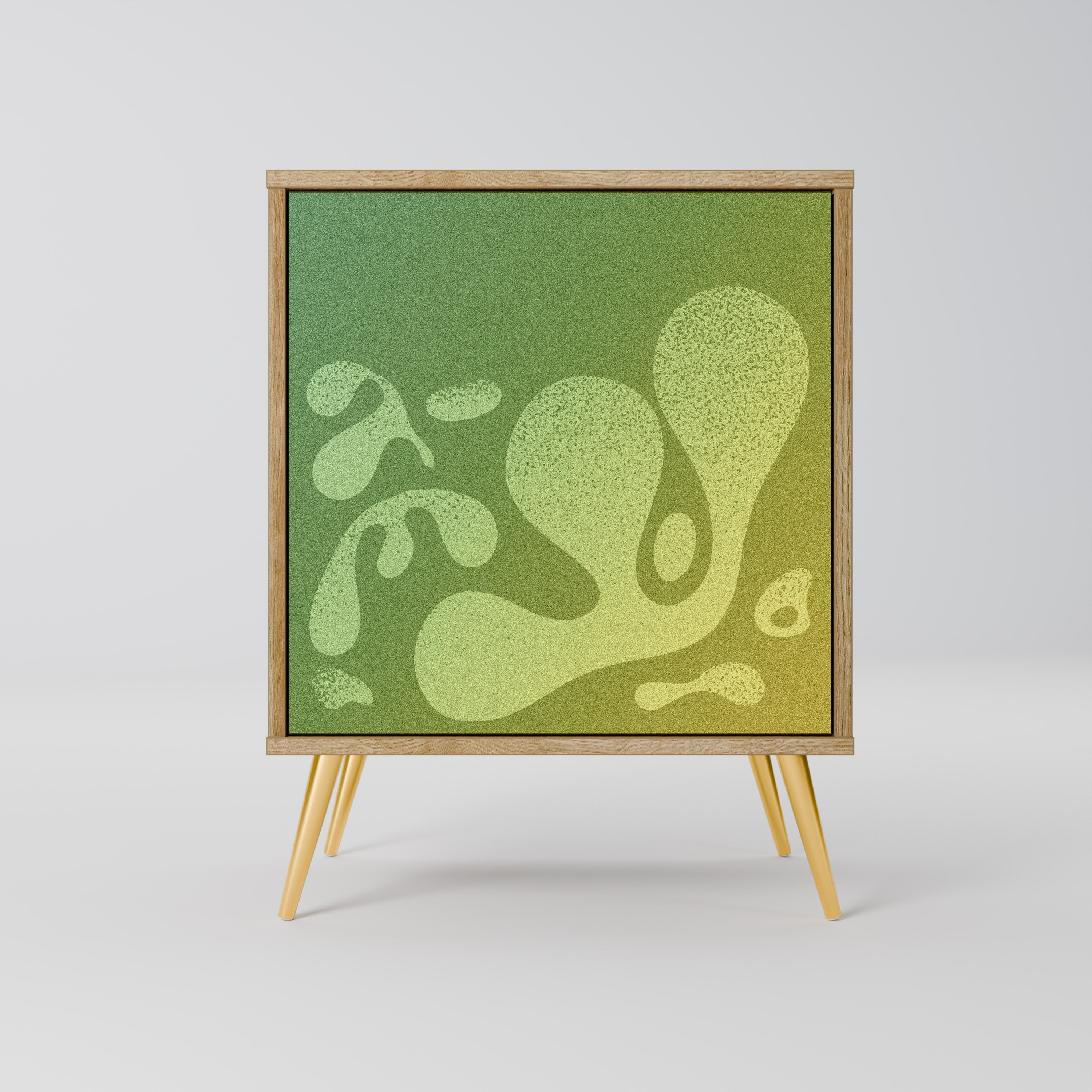 Aparador IRREGULAR AZUL de 1 puerta con acabado roble