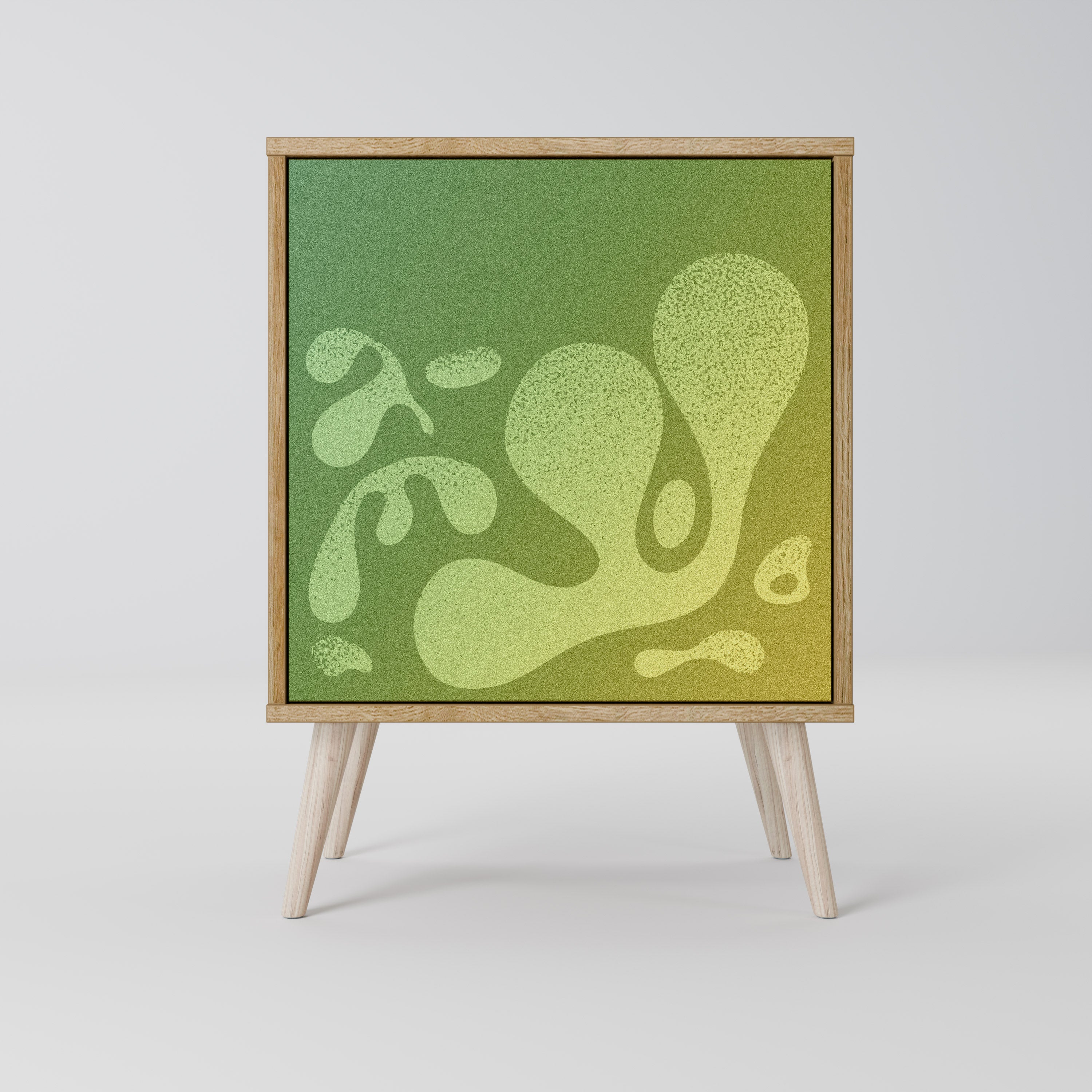 Aparador IRREGULAR AZUL de 1 puerta con acabado roble