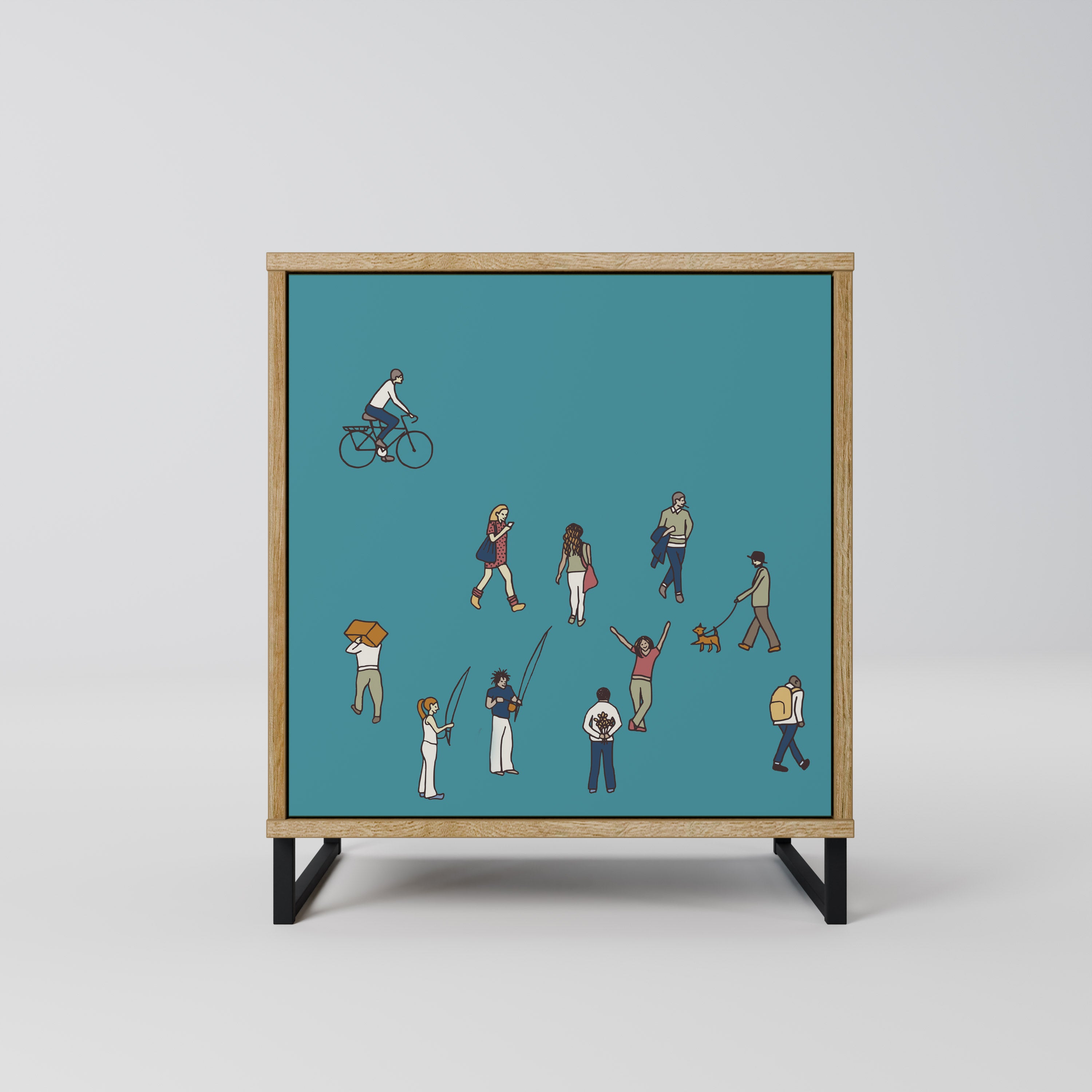 Aparador COLLECTIVE STREAM de 1 puerta con acabado efecto roble