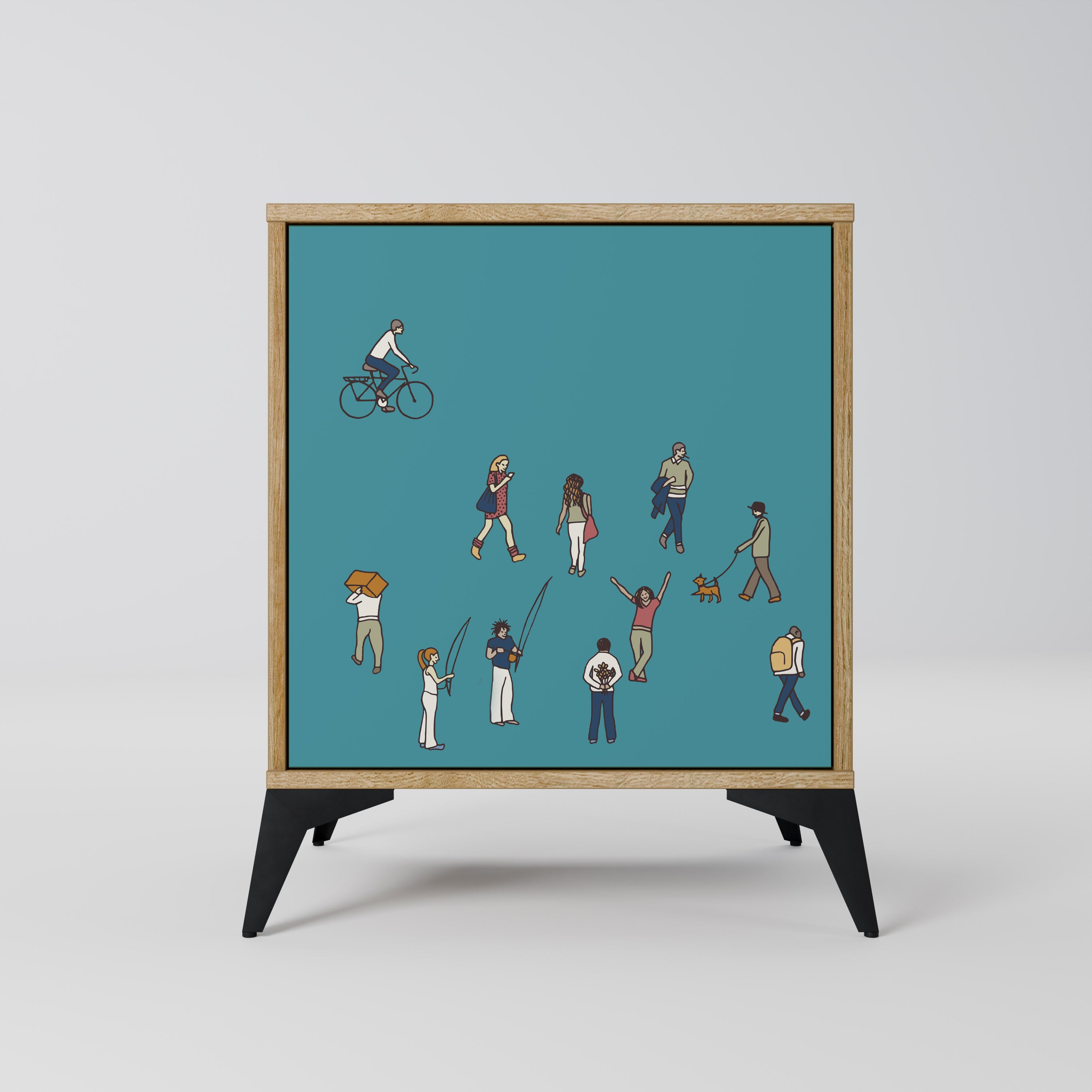 Aparador COLLECTIVE STREAM de 1 puerta con acabado efecto roble