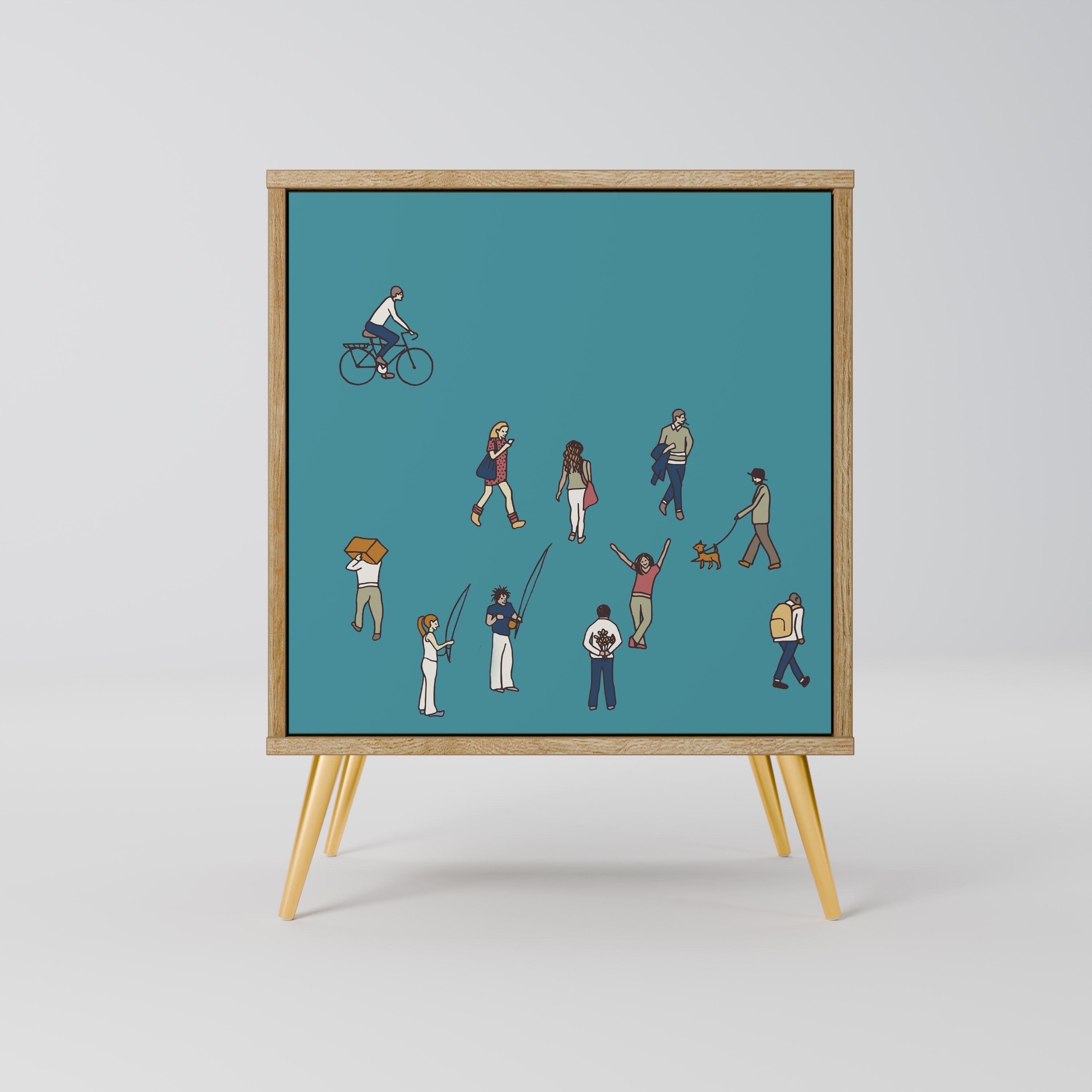 Aparador COLLECTIVE STREAM de 1 puerta con acabado efecto roble