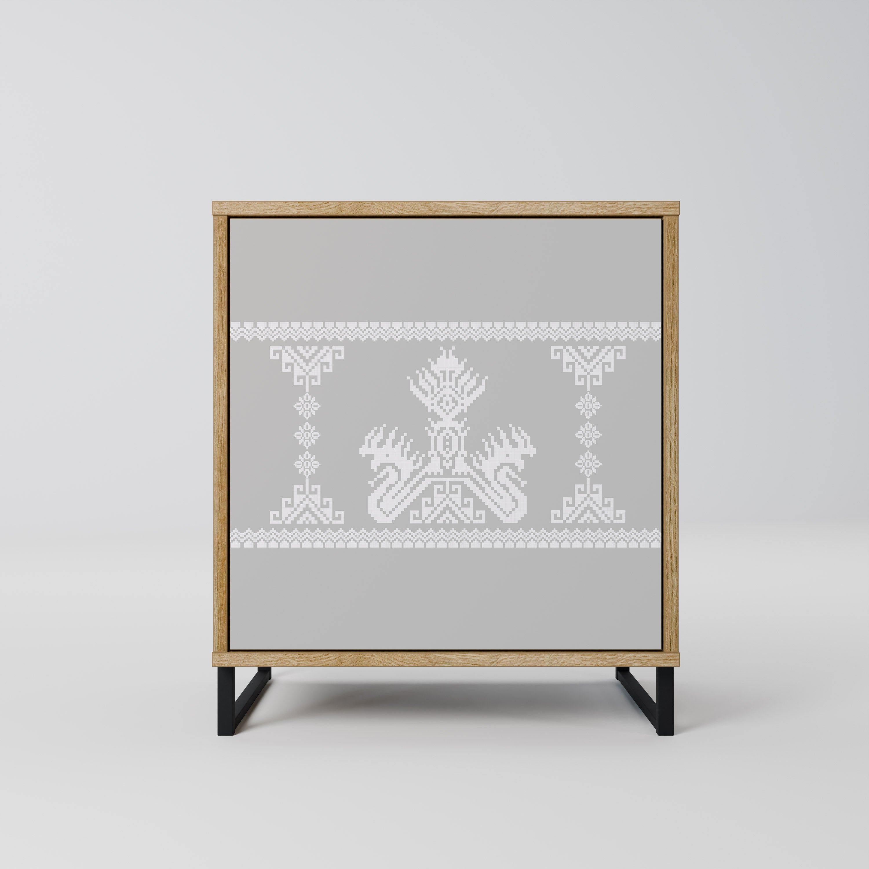 Aparador THAI GRAY de 1 puerta con acabado roble