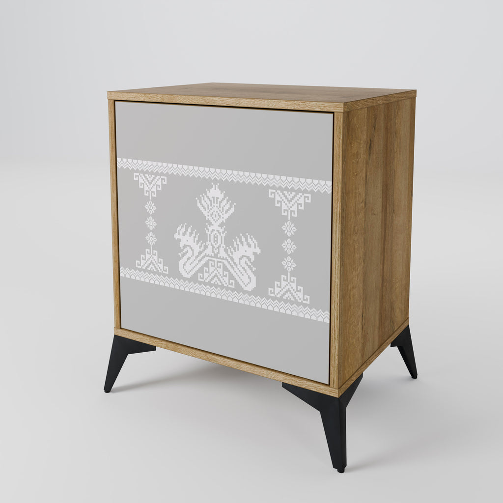 THAI GRAY 1-Door Sideboard in Oak Effect
