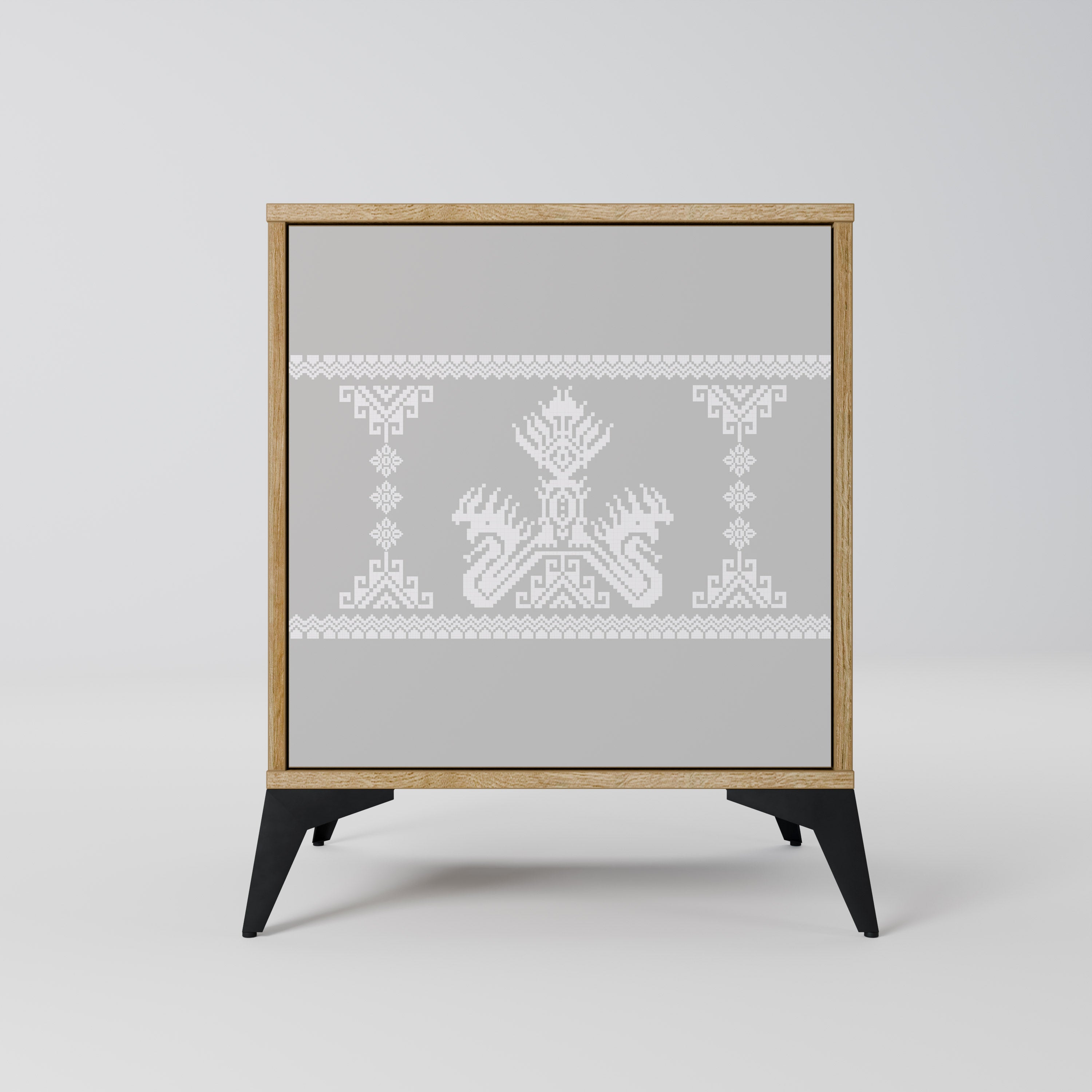 Aparador THAI GRAY de 1 puerta con acabado roble