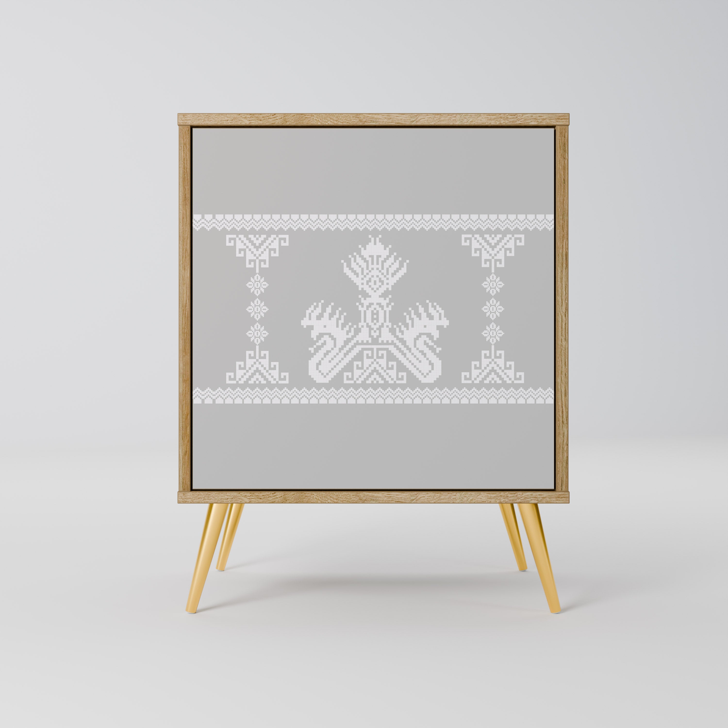 Aparador THAI GRAY de 1 puerta con acabado roble