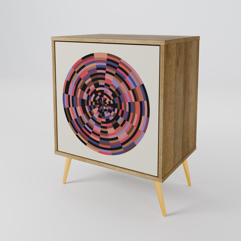 BROWN CIRCLES 1-Door Sideboard in Oak Effect