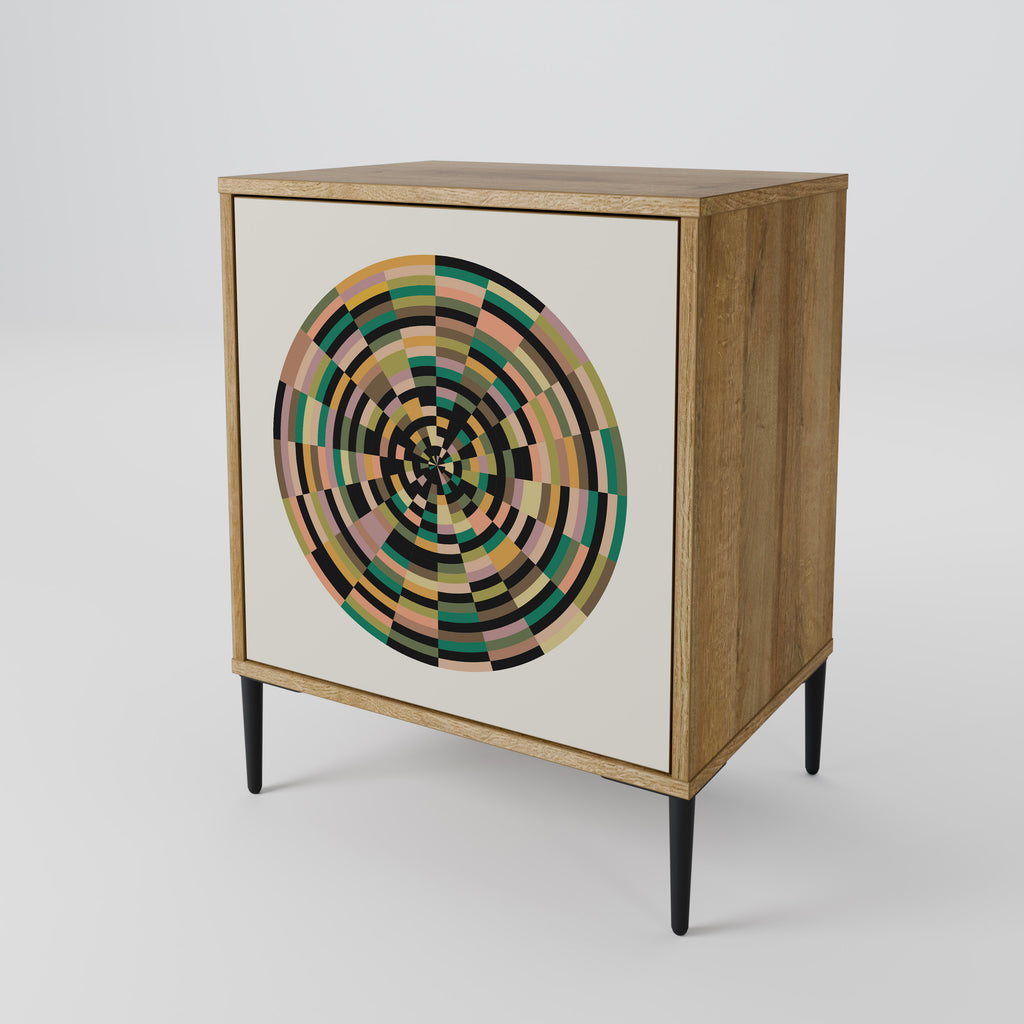 GREEN CIRCLES 1-Door Sideboard in Oak Effect