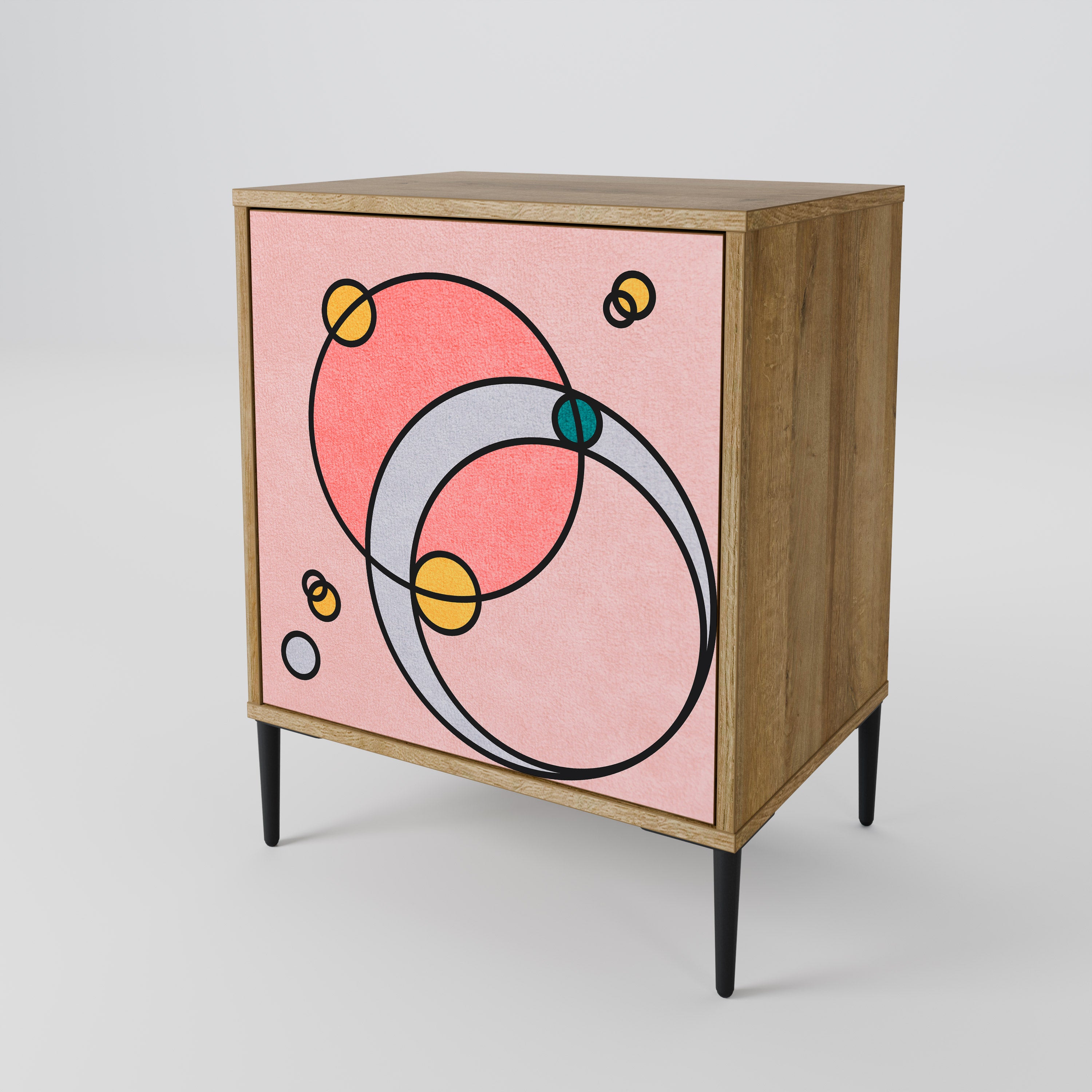 Aparador GOSSAMER ECHOES de 1 puerta con acabado efecto roble