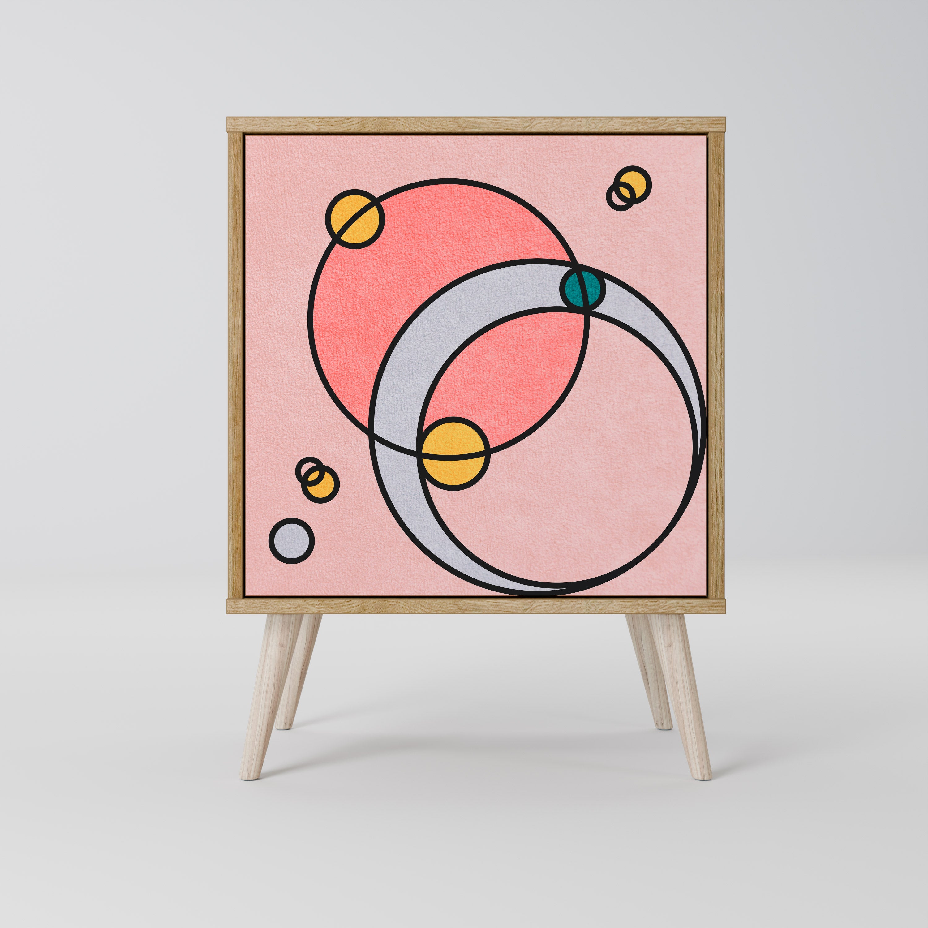 Aparador GOSSAMER ECHOES de 1 puerta con acabado efecto roble