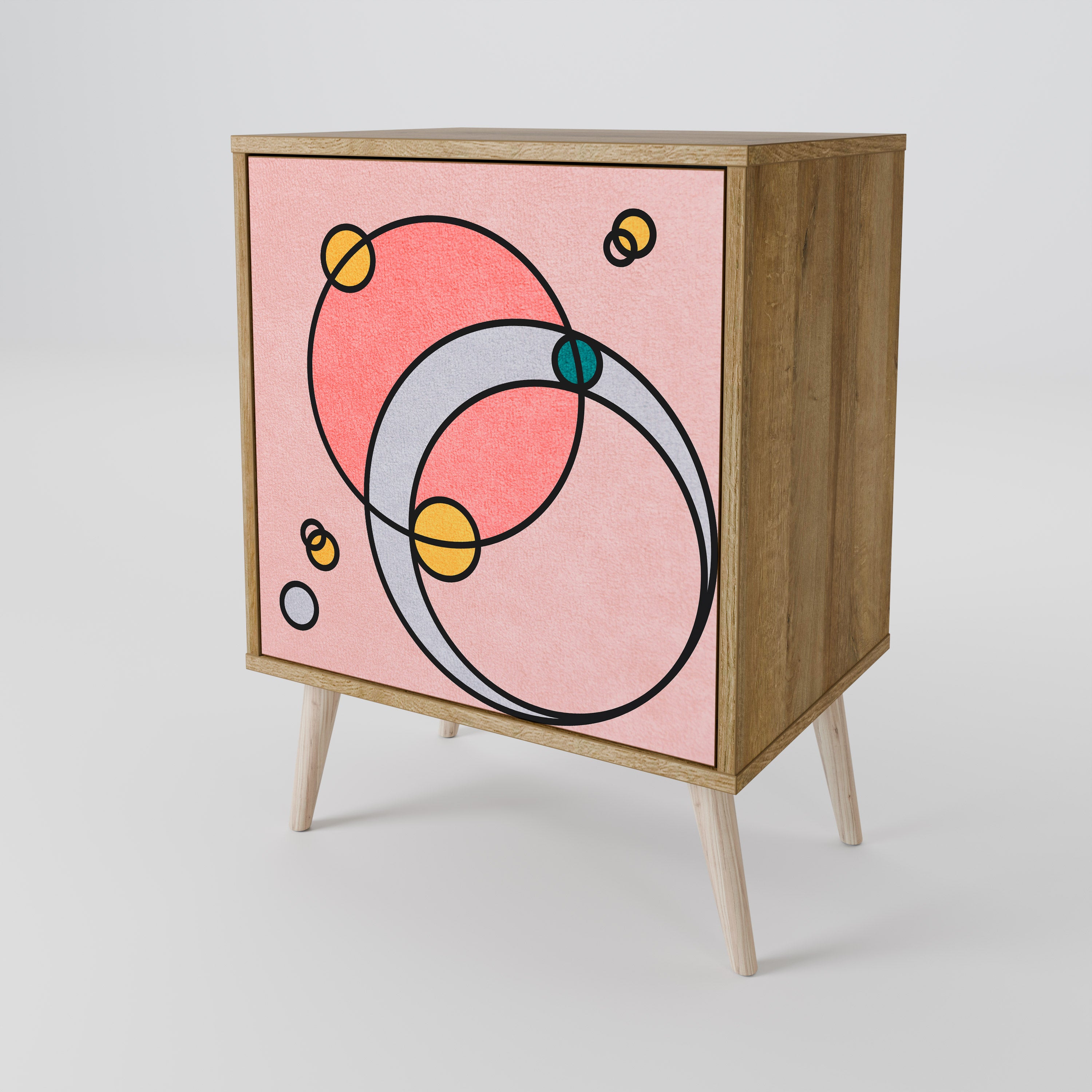 Aparador GOSSAMER ECHOES de 1 puerta con acabado efecto roble