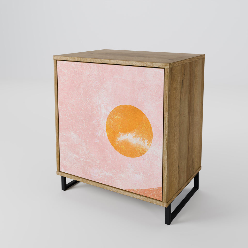 LUMINOUS SUNLIGHT 1-Door Sideboard in Oak Effect