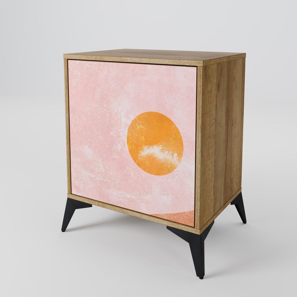 LUMINOUS SUNLIGHT 1-Door Sideboard in Oak Effect