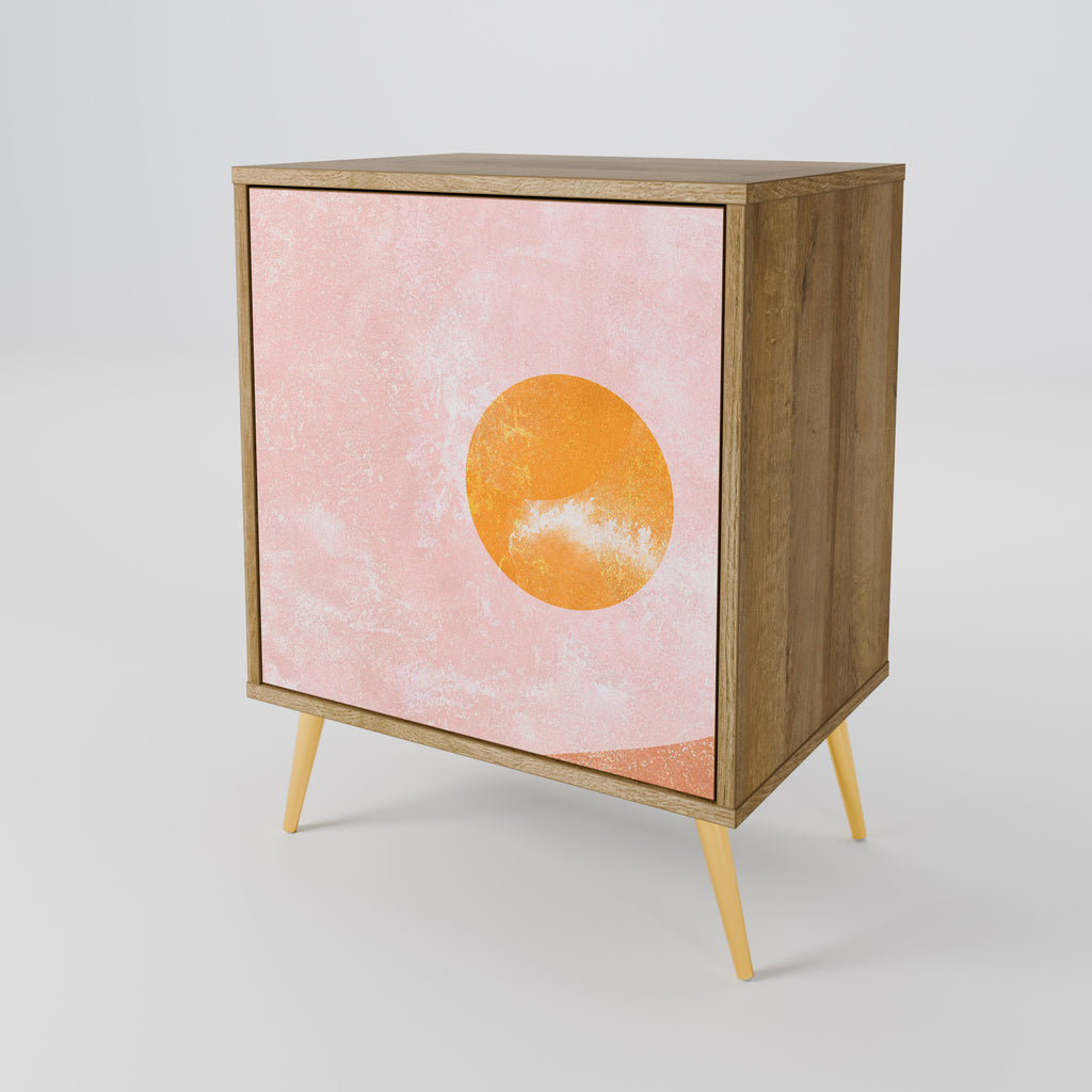 LUMINOUS SUNLIGHT 1-Door Sideboard in Oak Effect