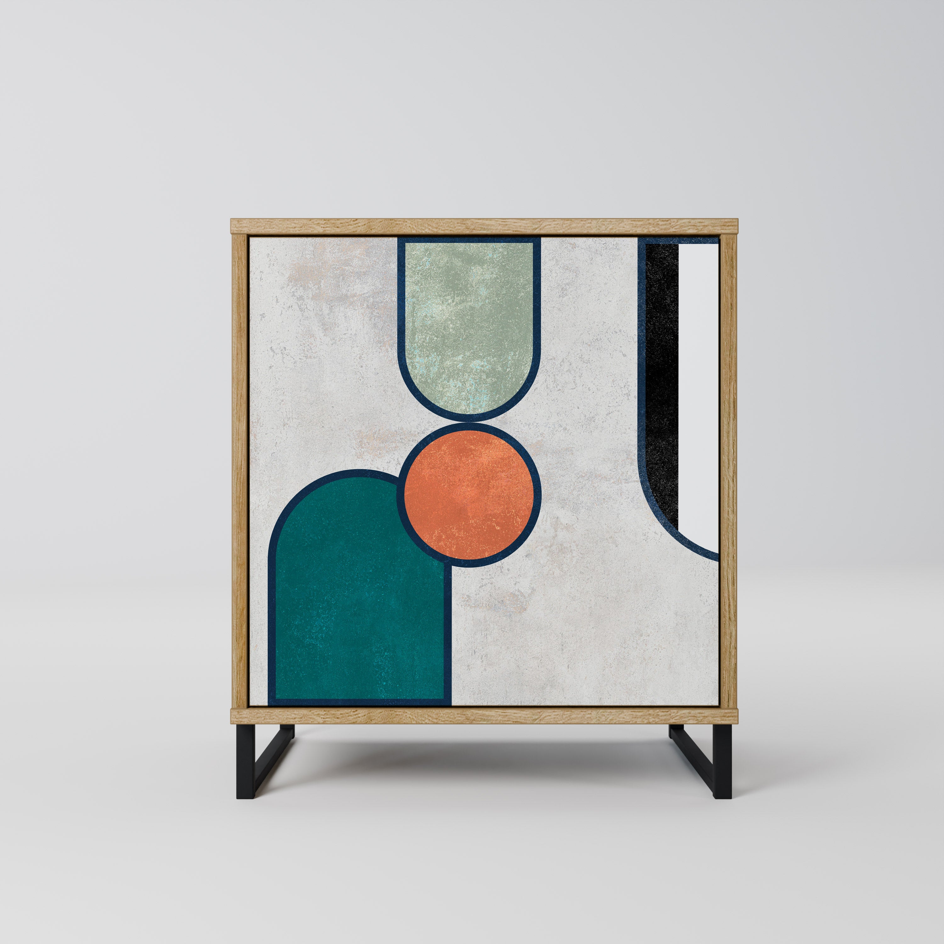 Aparador COOL STORY de 1 puerta con acabado efecto roble