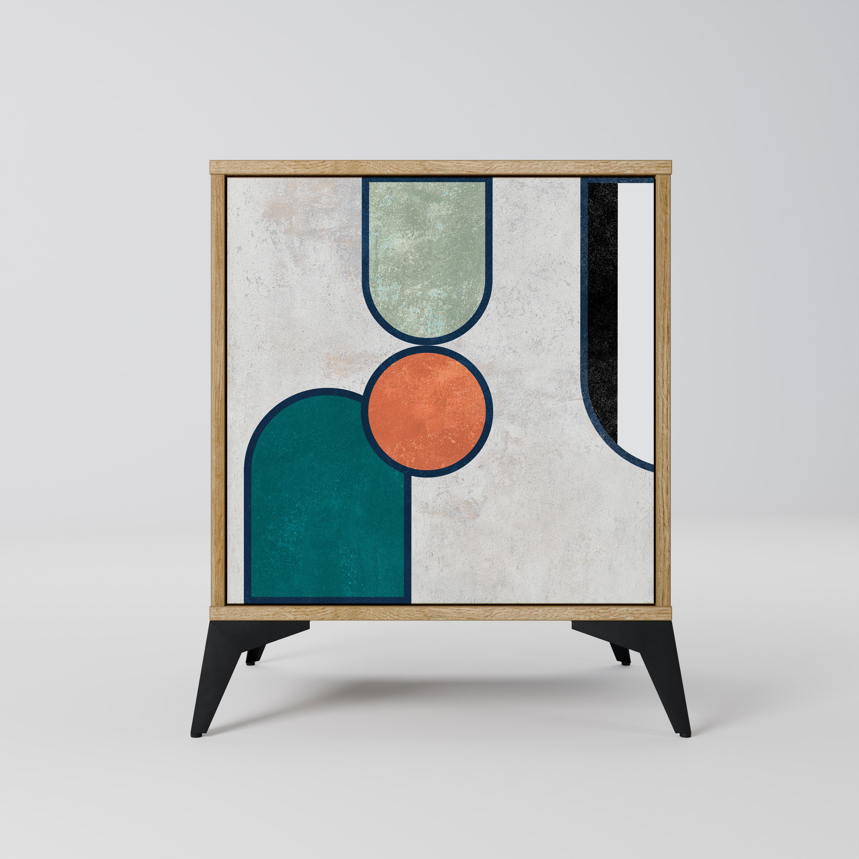 Aparador COOL STORY de 1 puerta con acabado efecto roble