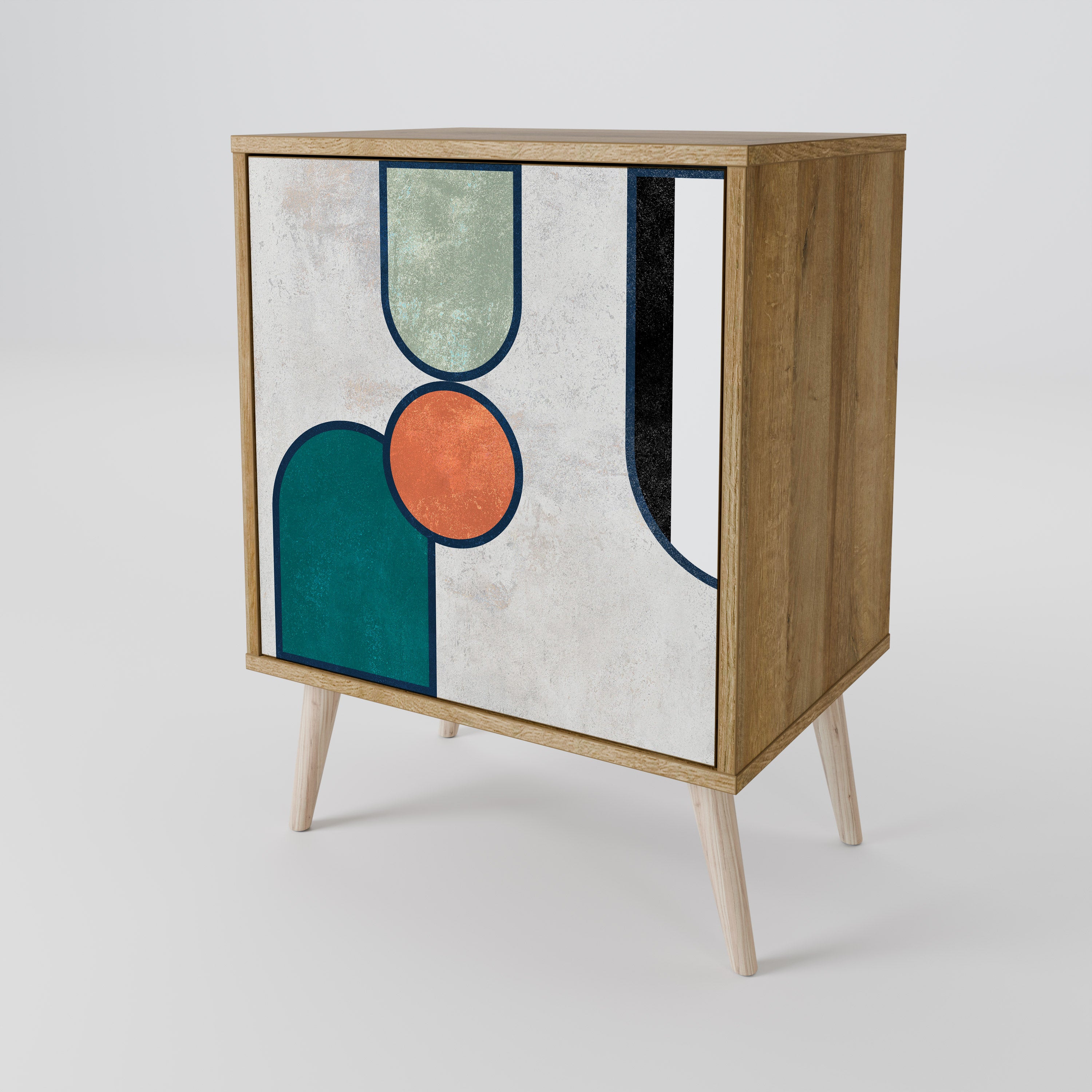 Aparador COOL STORY de 1 puerta con acabado efecto roble