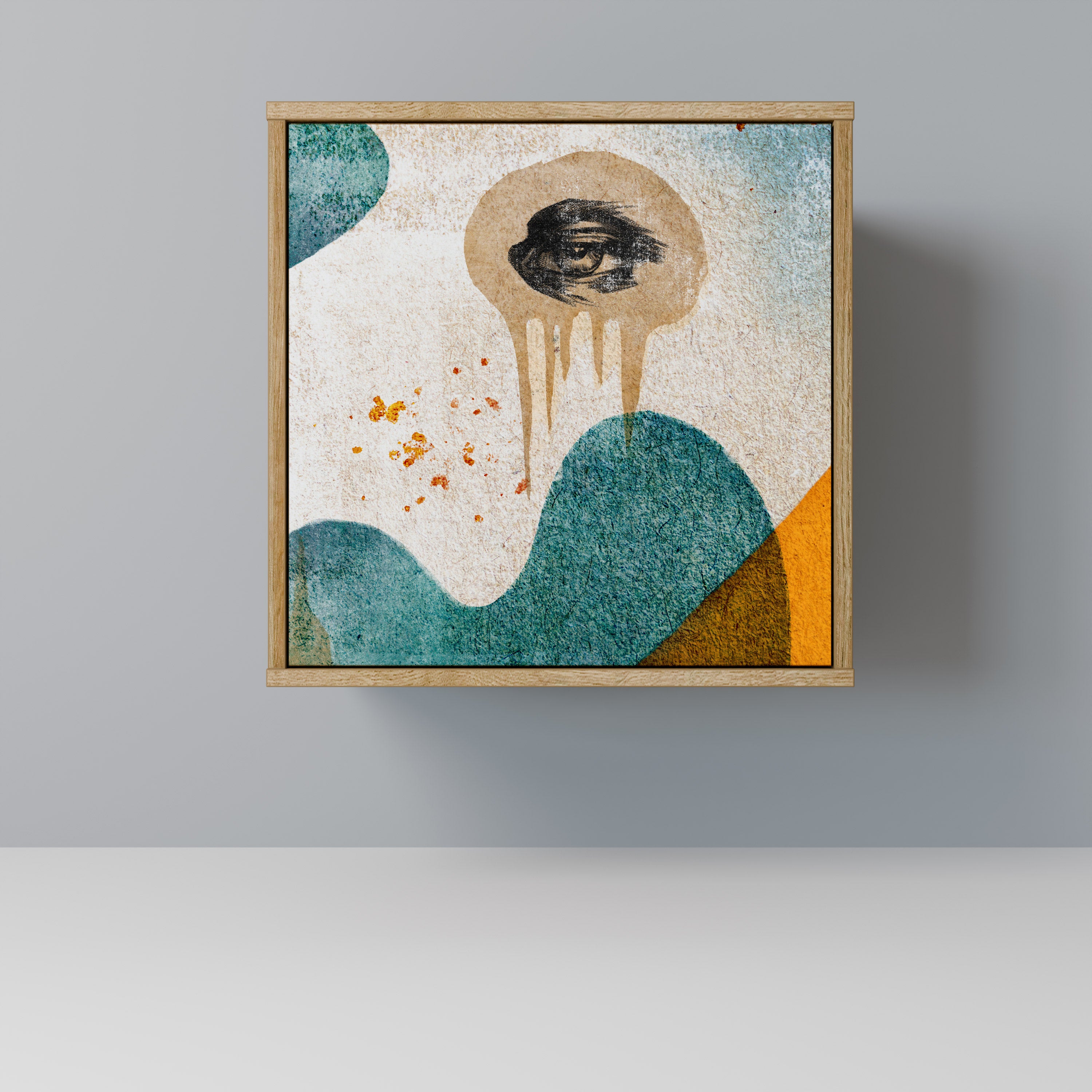 Aparador ABSTRACT FACES de 1 puerta con acabado efecto roble