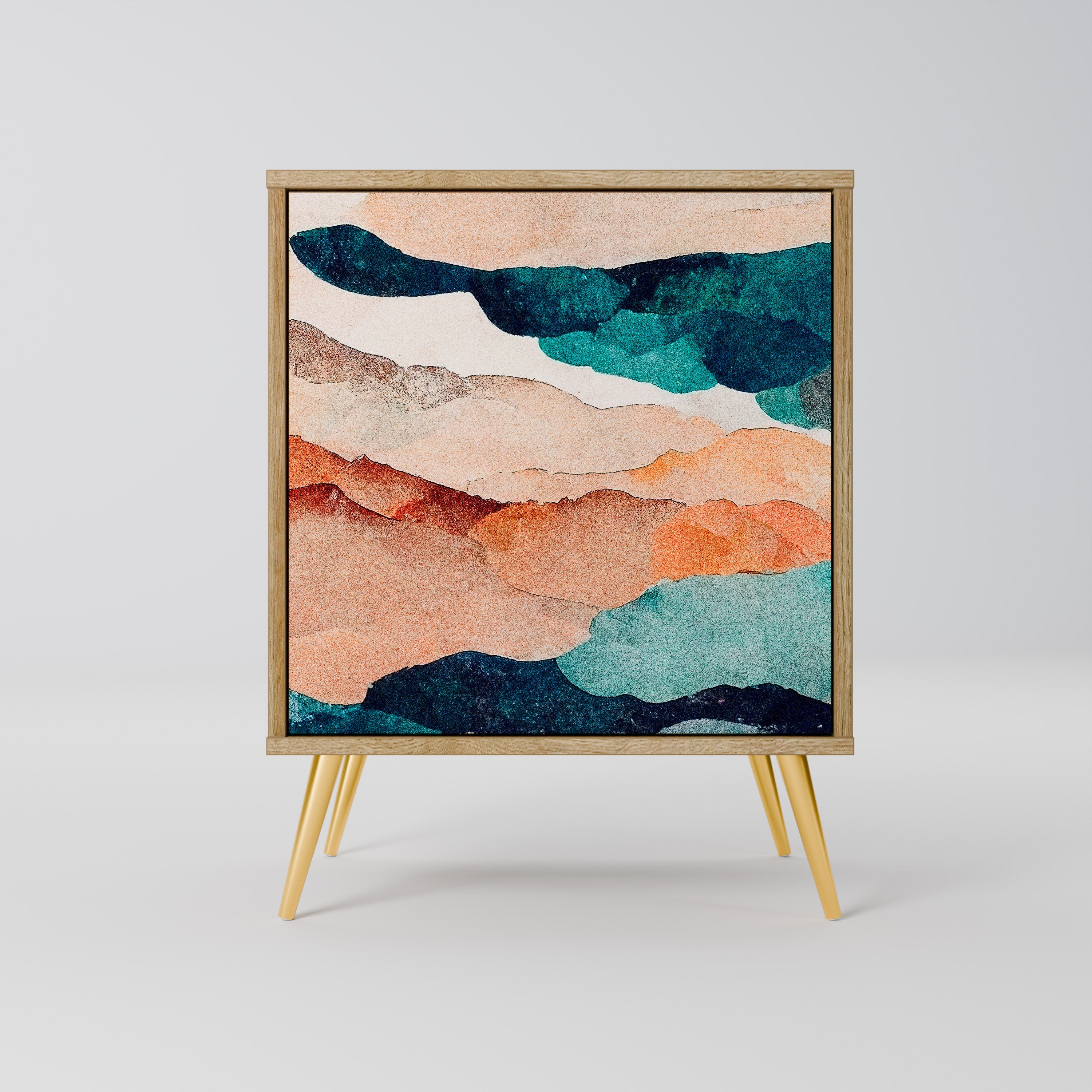 Aparador ABSTRACT LANDSCAPE de 1 puerta con acabado en roble