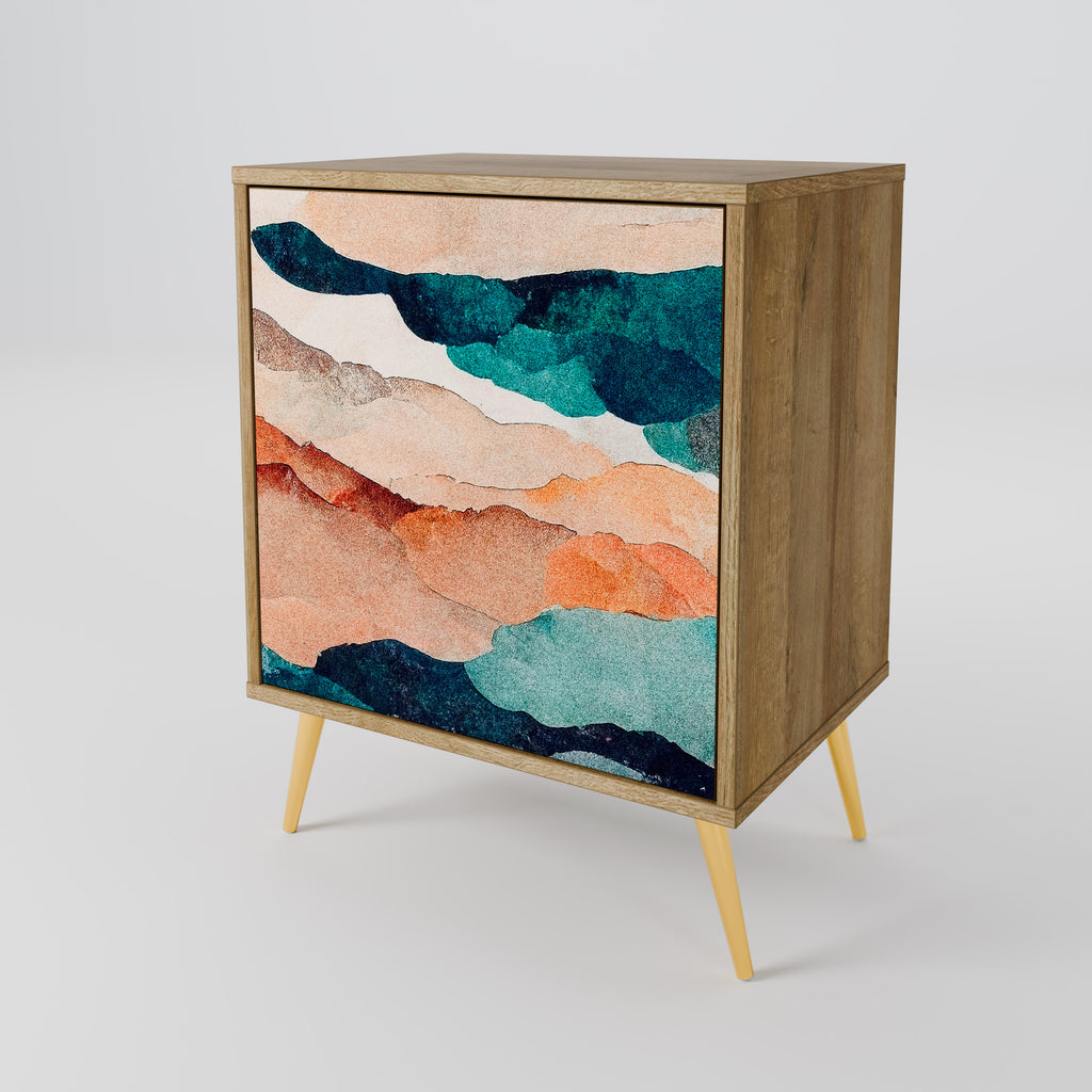 ABSTRACT LANDSCAPE 1-Door Sideboard in Oak Effect