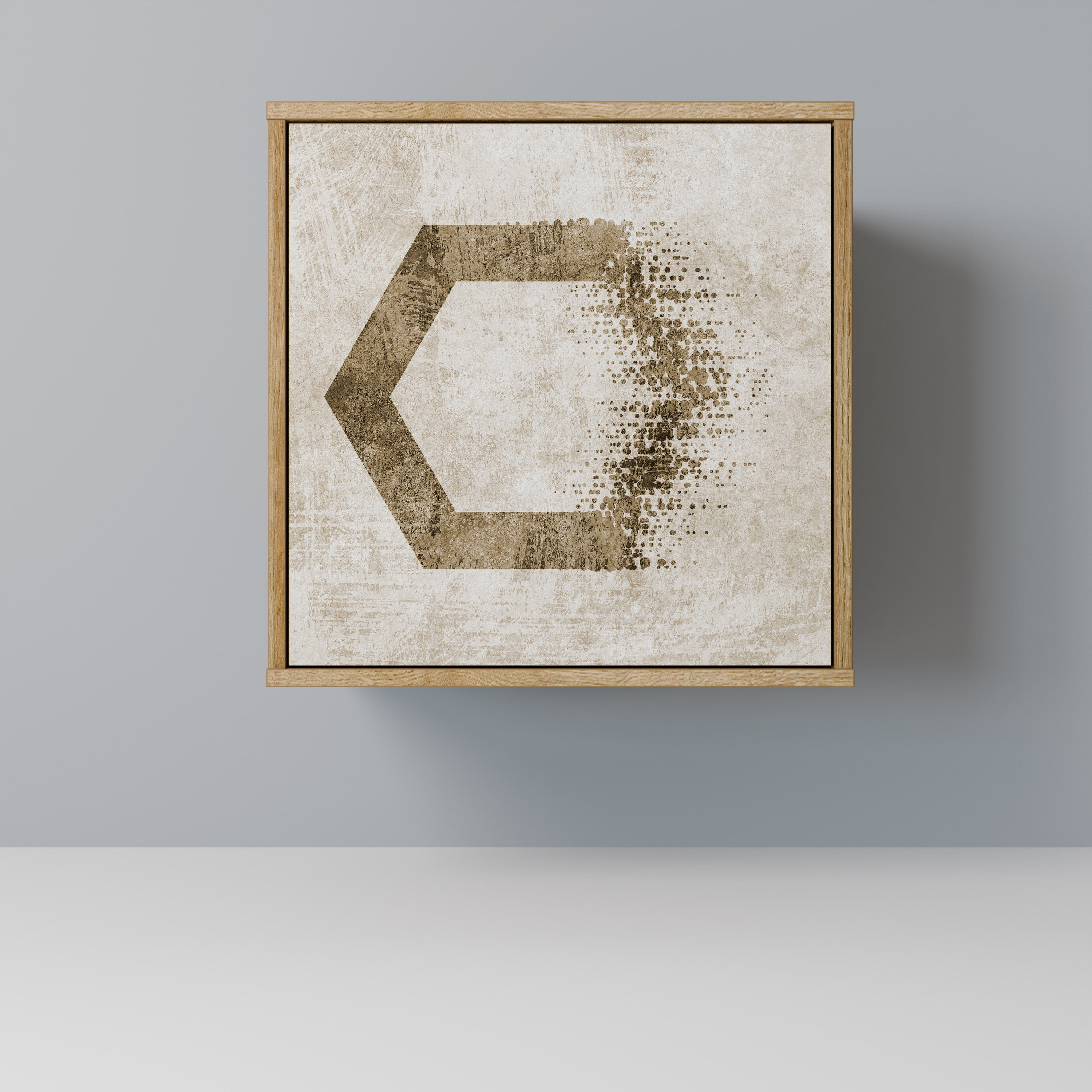 Aparador hexagonal de una puerta con acabado roble