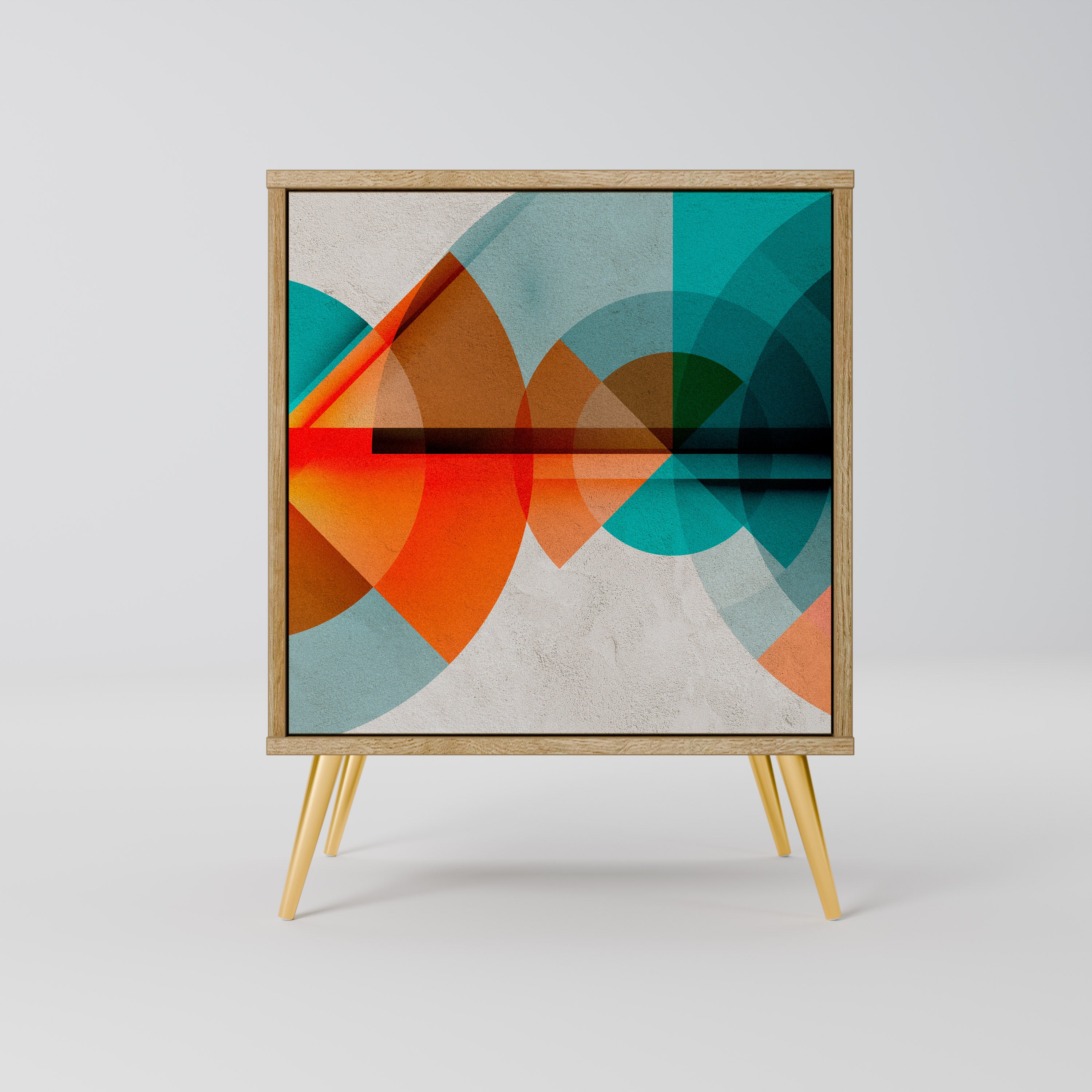 Aparador CIRCULAR RHAPSODY de 1 puerta con acabado efecto roble