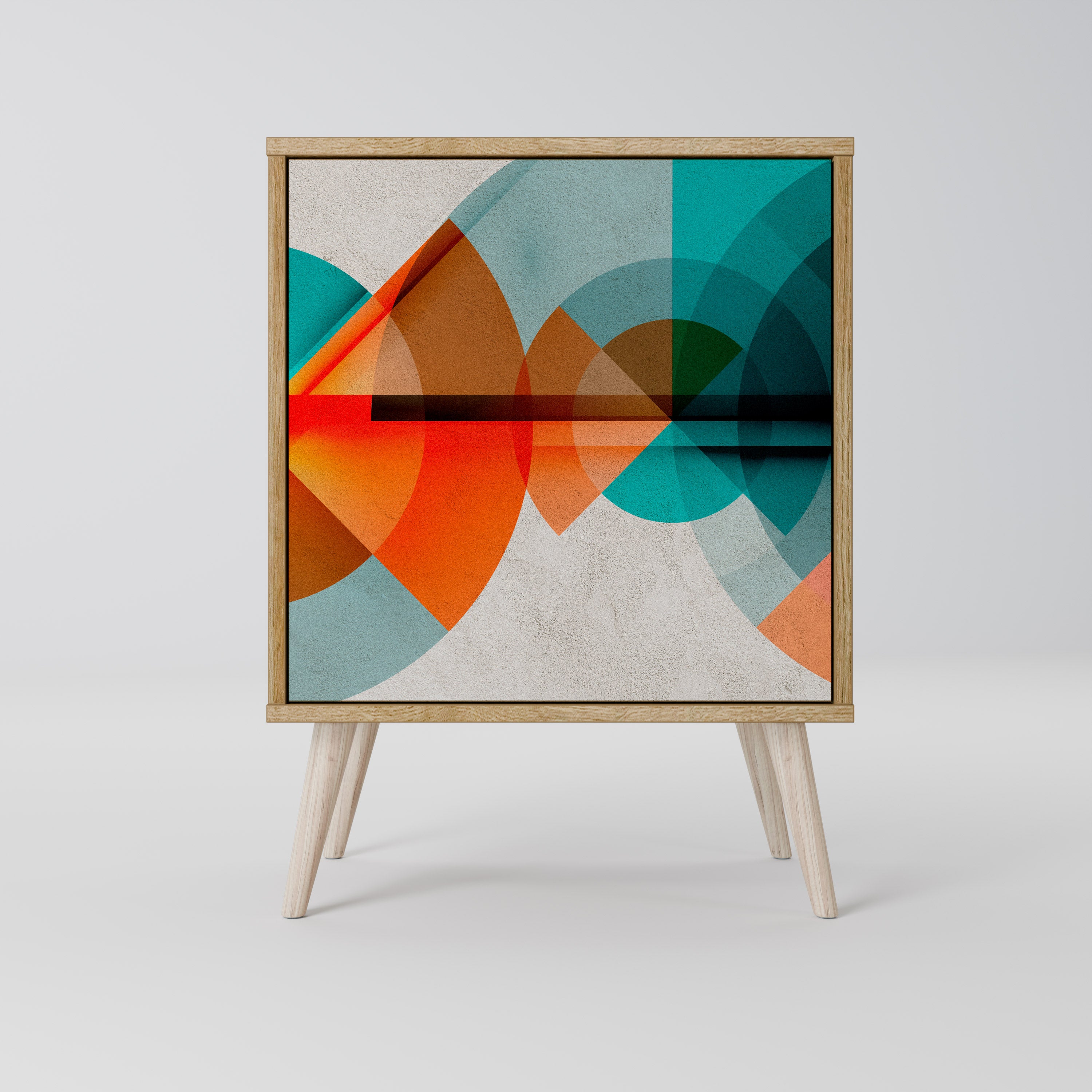 Aparador CIRCULAR RHAPSODY de 1 puerta con acabado efecto roble