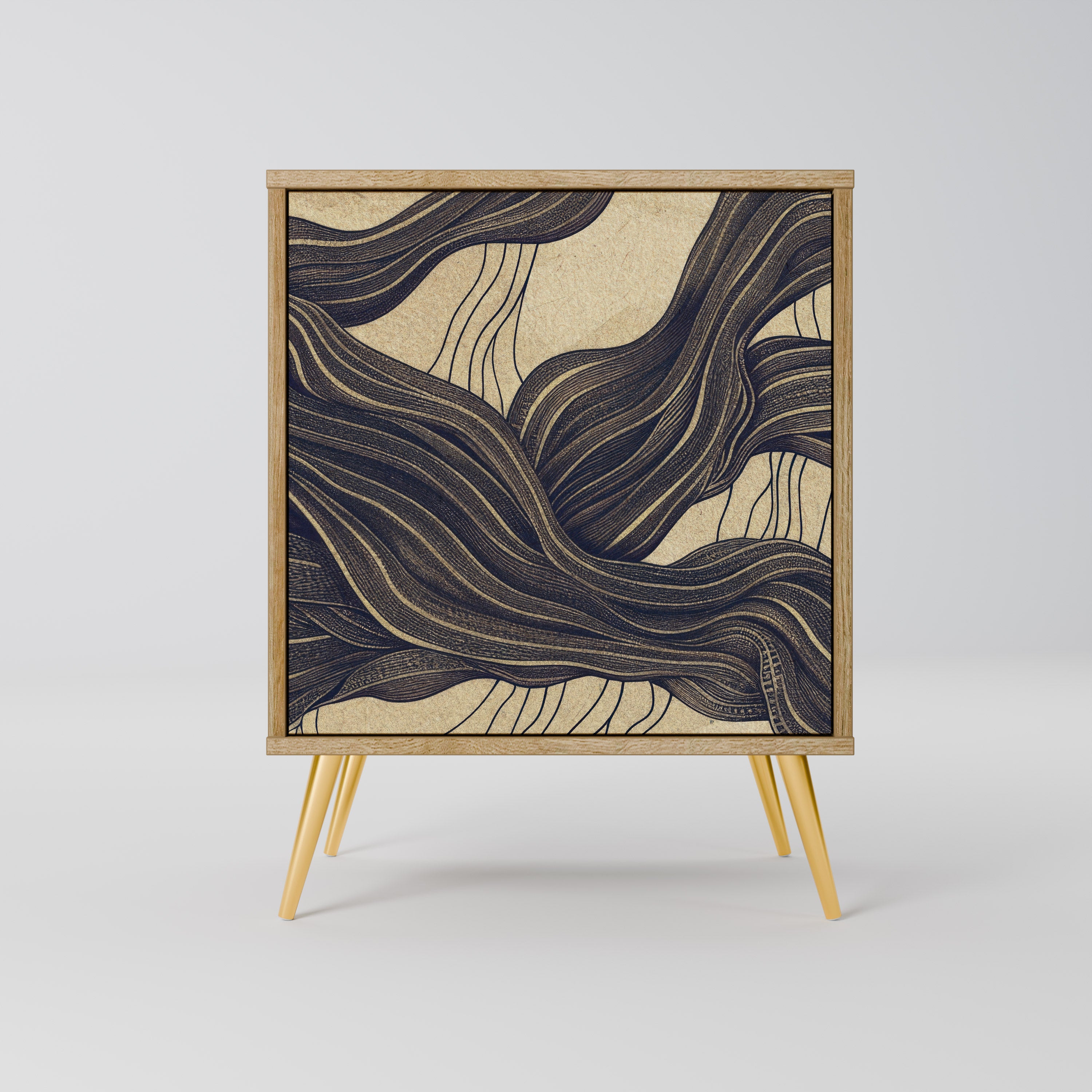 Aparador UNIFIED FRAGMENTS de 1 puerta con acabado efecto roble