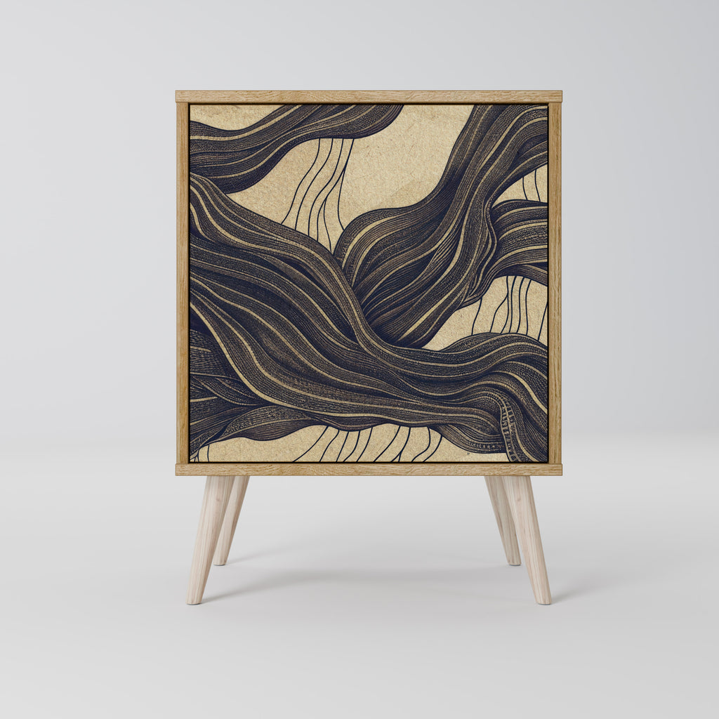 Aparador UNIFIED FRAGMENTS de 1 puerta con acabado efecto roble