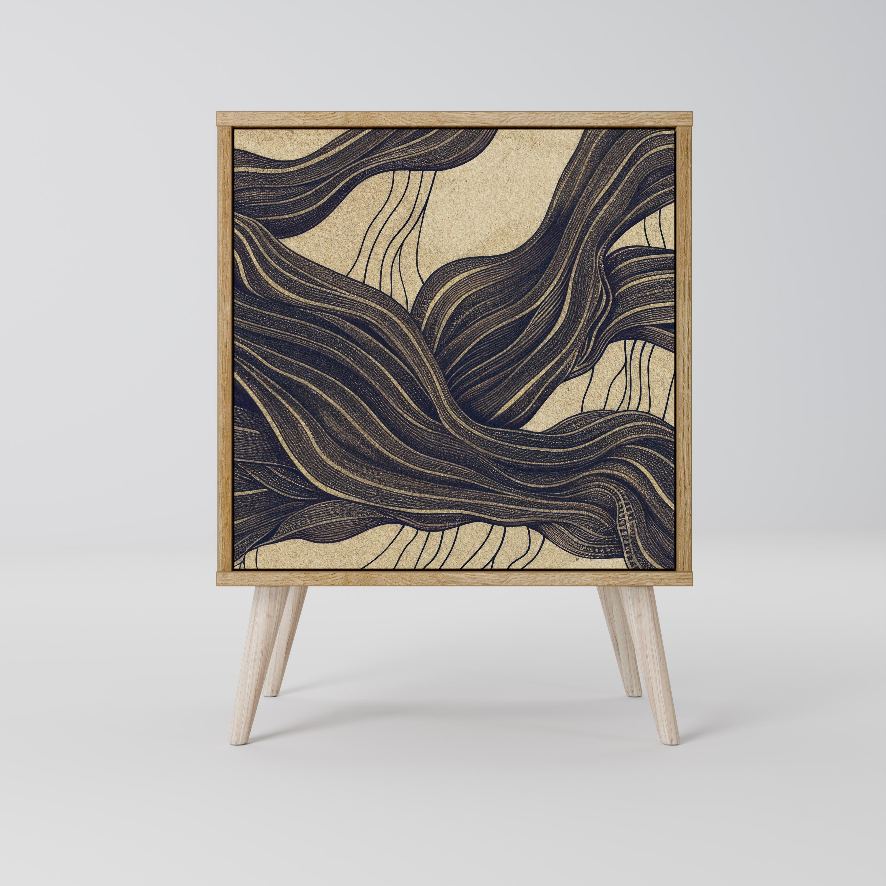 Aparador UNIFIED FRAGMENTS de 1 puerta con acabado efecto roble