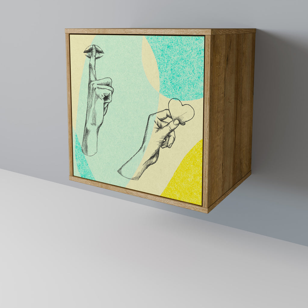 Aparador BODY LANGUAGE de 1 puerta con acabado roble