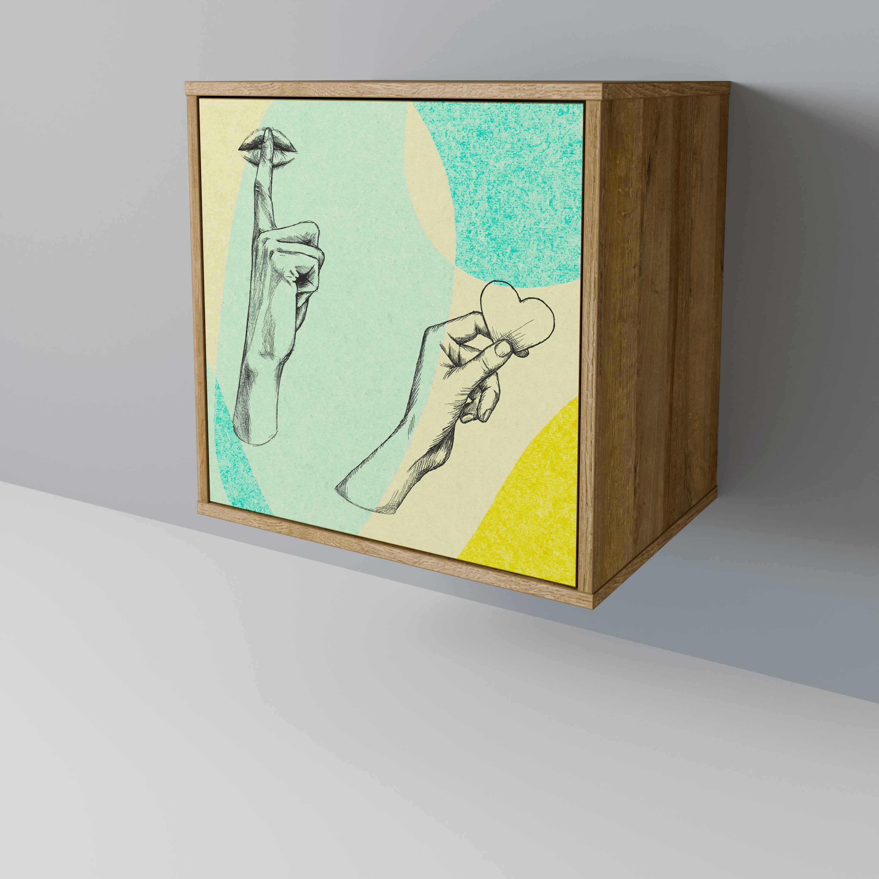 Aparador BODY LANGUAGE de 1 puerta con acabado roble