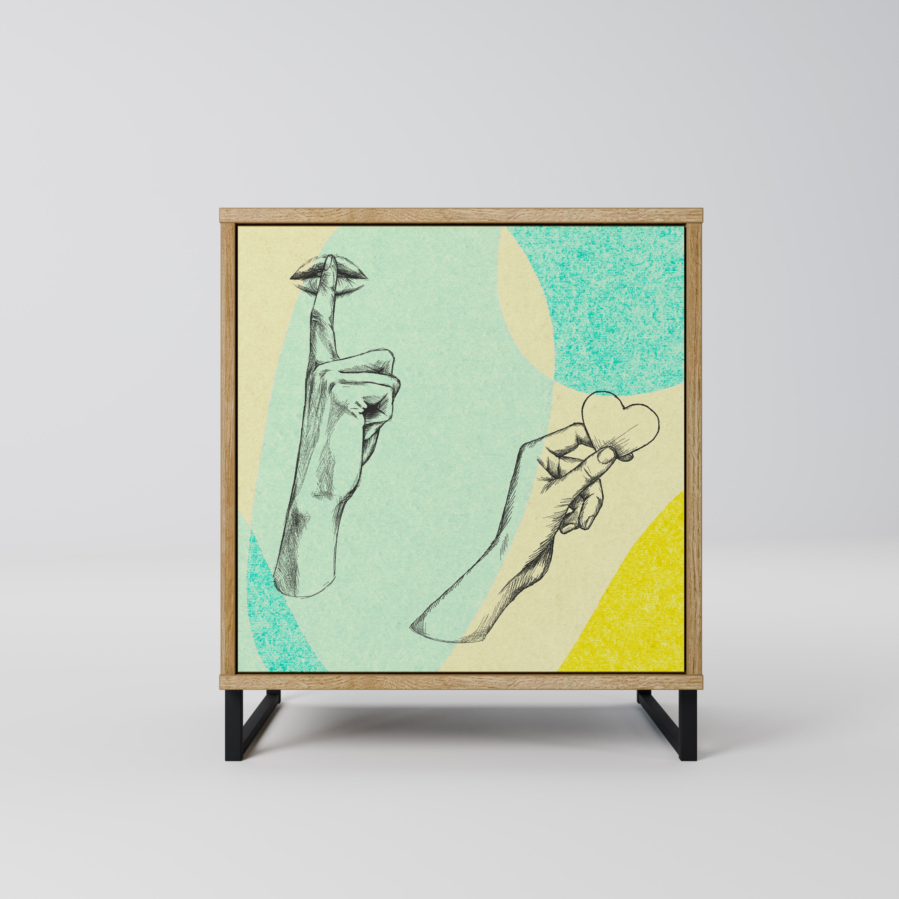 Aparador BODY LANGUAGE de 1 puerta con acabado roble