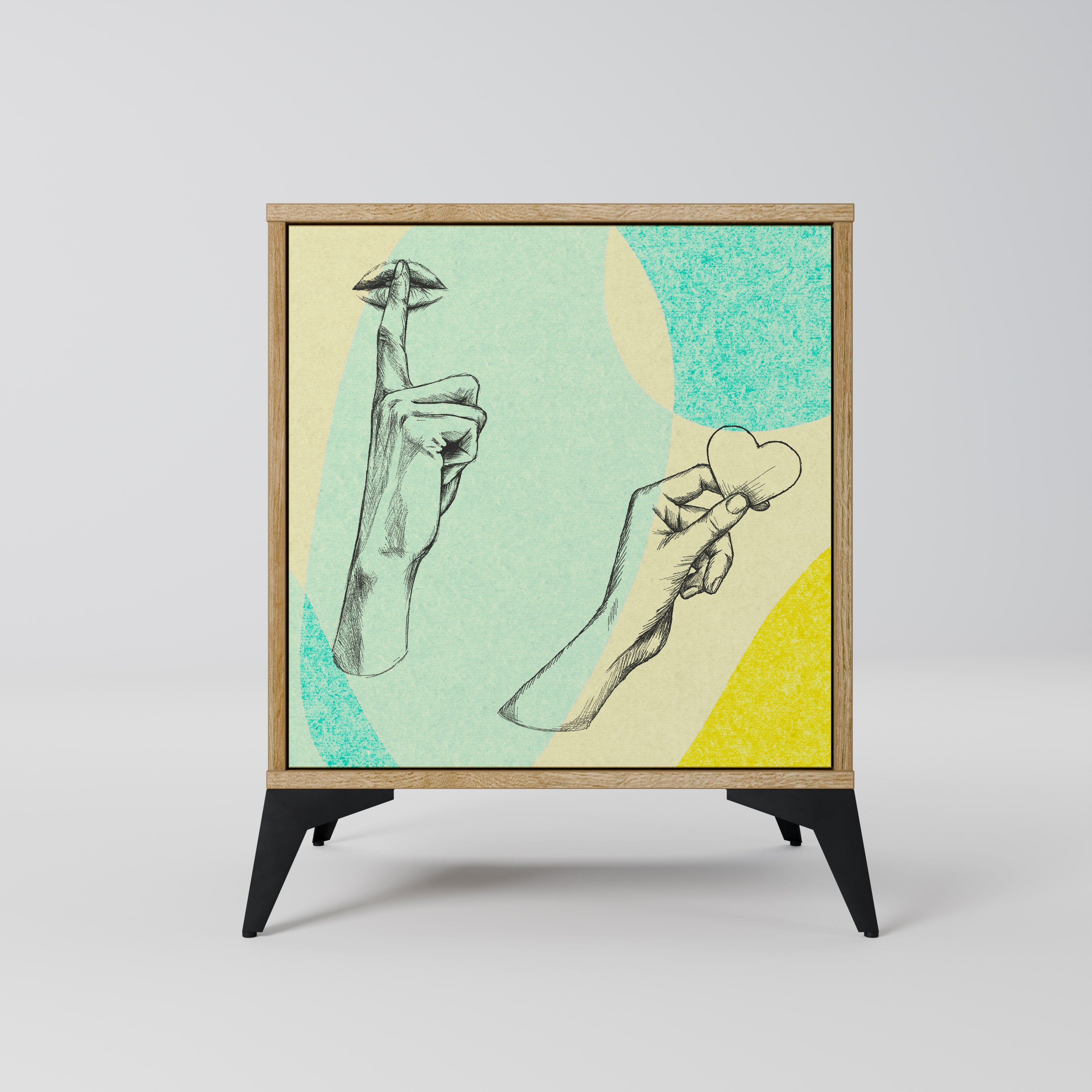 Aparador BODY LANGUAGE de 1 puerta con acabado roble