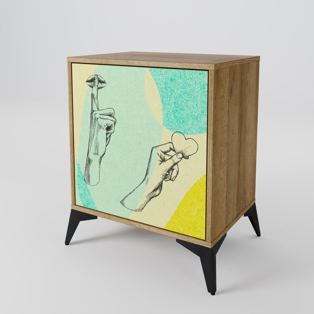 Aparador BODY LANGUAGE de 1 puerta con acabado roble