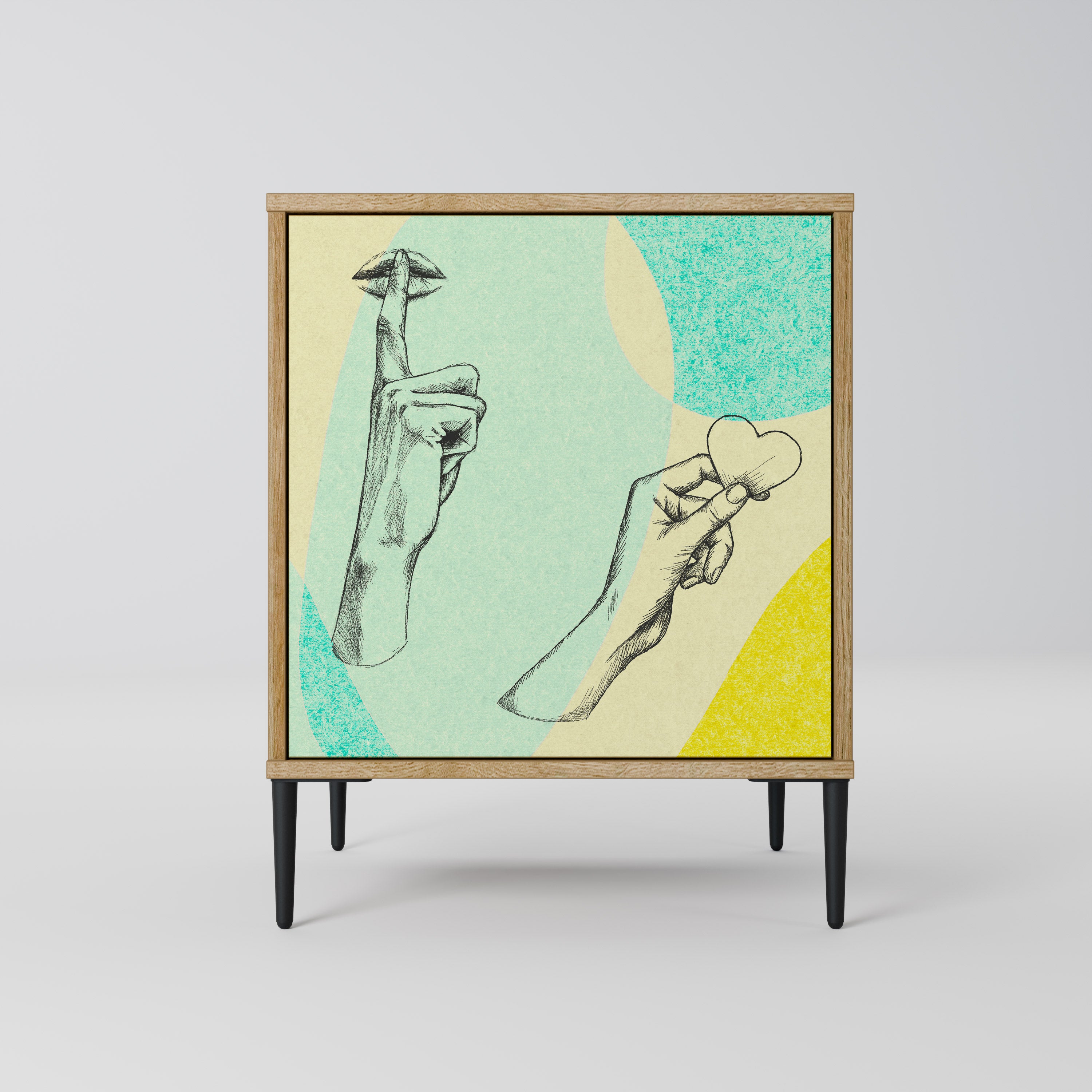 Aparador BODY LANGUAGE de 1 puerta con acabado roble