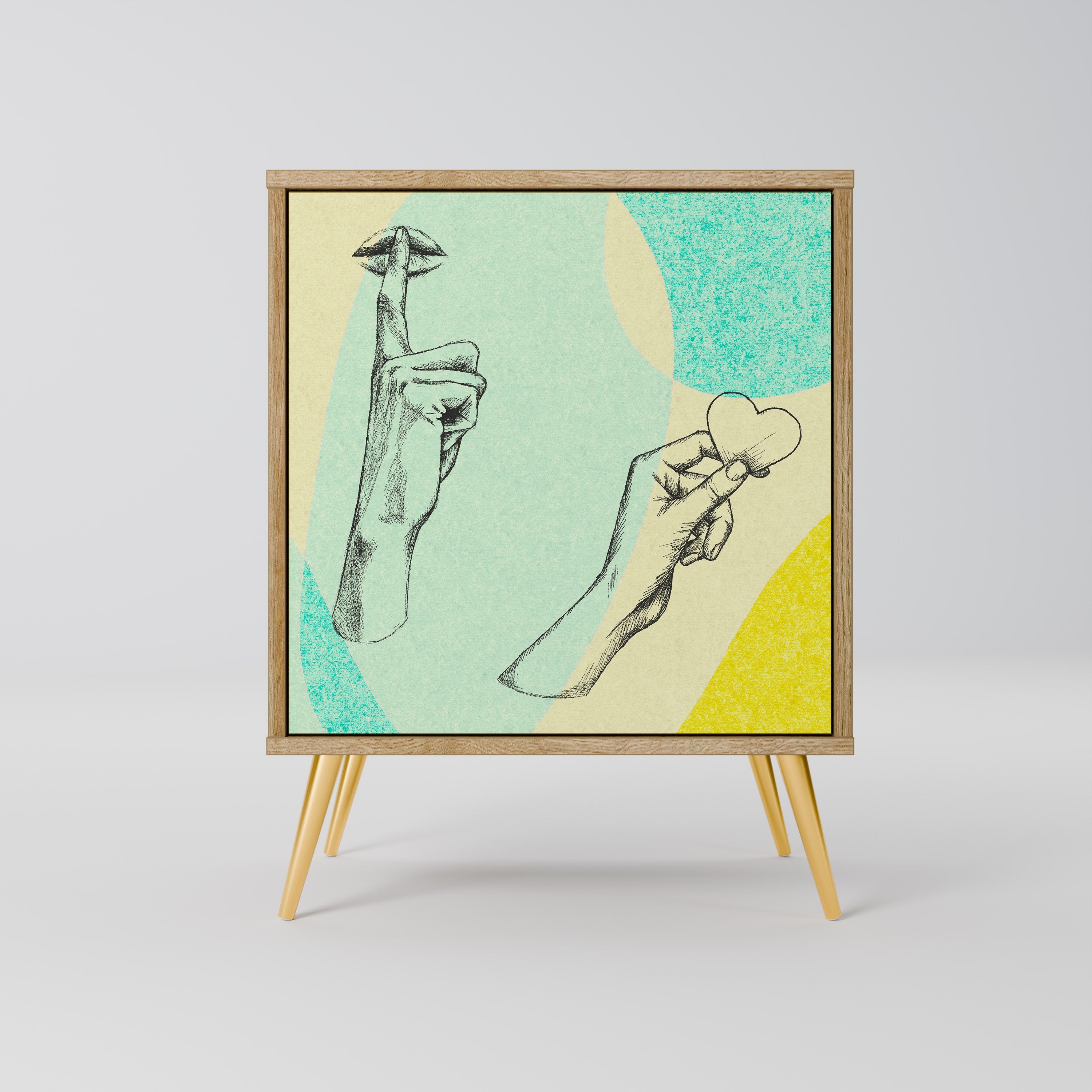 Aparador BODY LANGUAGE de 1 puerta con acabado roble