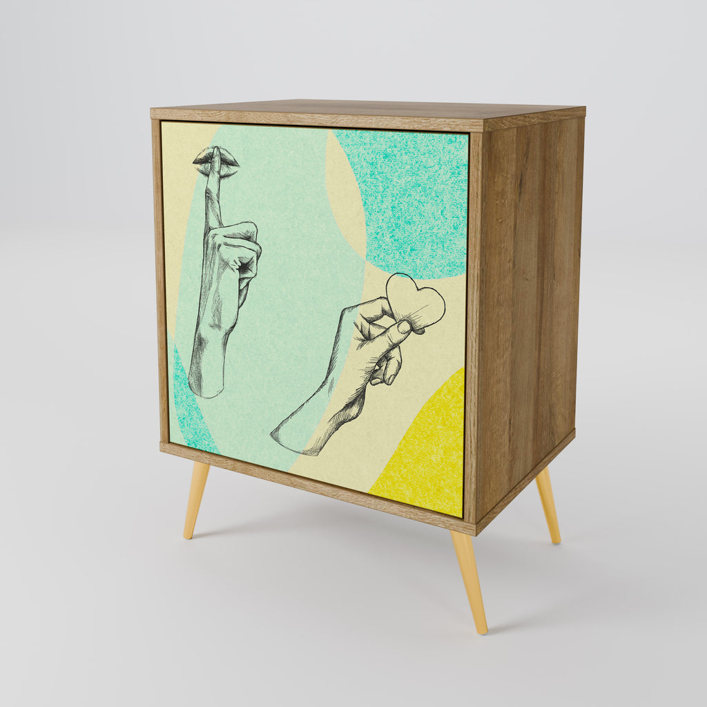 Aparador BODY LANGUAGE de 1 puerta con acabado roble