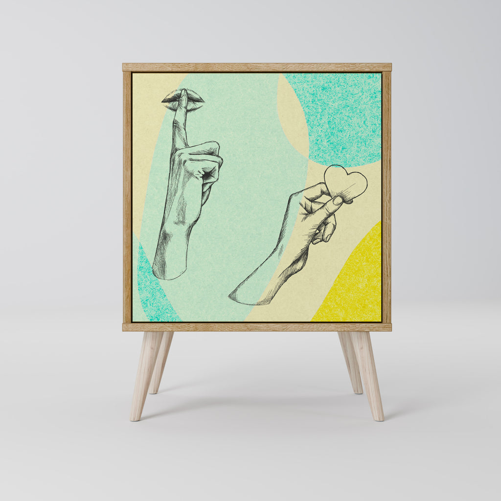 Aparador BODY LANGUAGE de 1 puerta con acabado roble