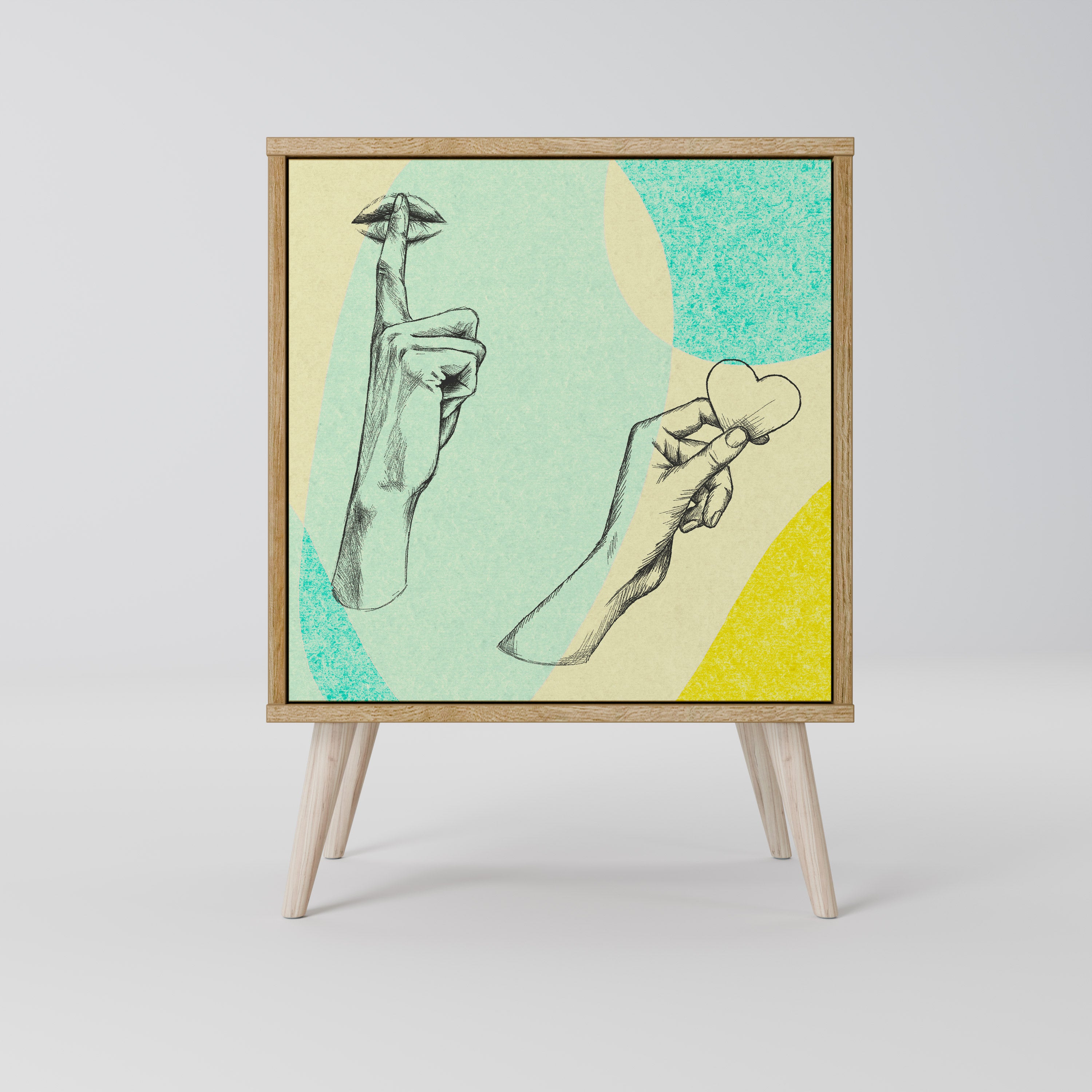 Aparador BODY LANGUAGE de 1 puerta con acabado roble