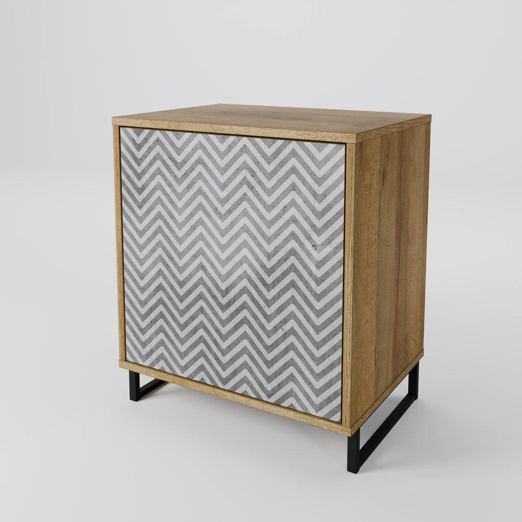 CONCRETE ZIG ZAG 1-Door Sideboard in Oak Effect