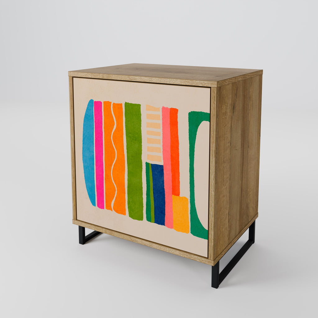 GEOMETRIC SHINE 1-Door Sideboard in Oak Effect