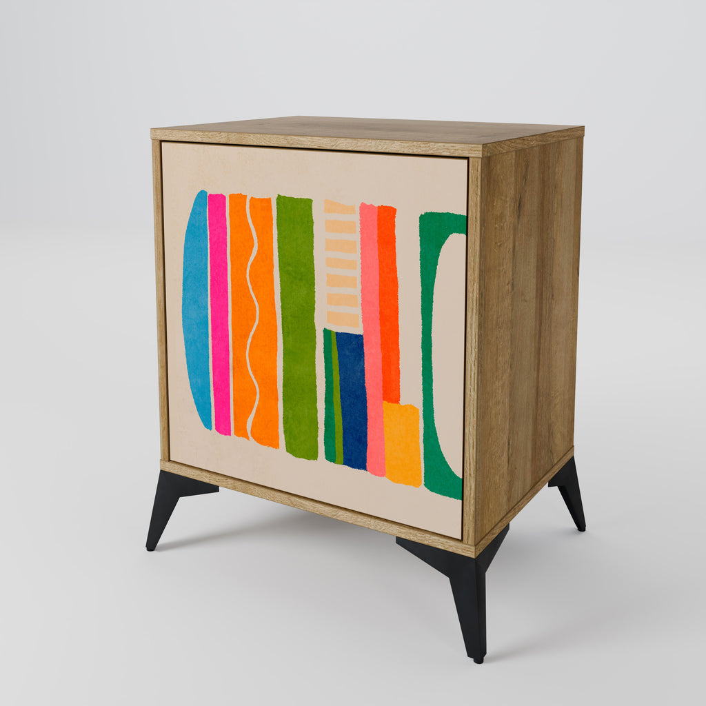 GEOMETRIC SHINE 1-Door Sideboard in Oak Effect
