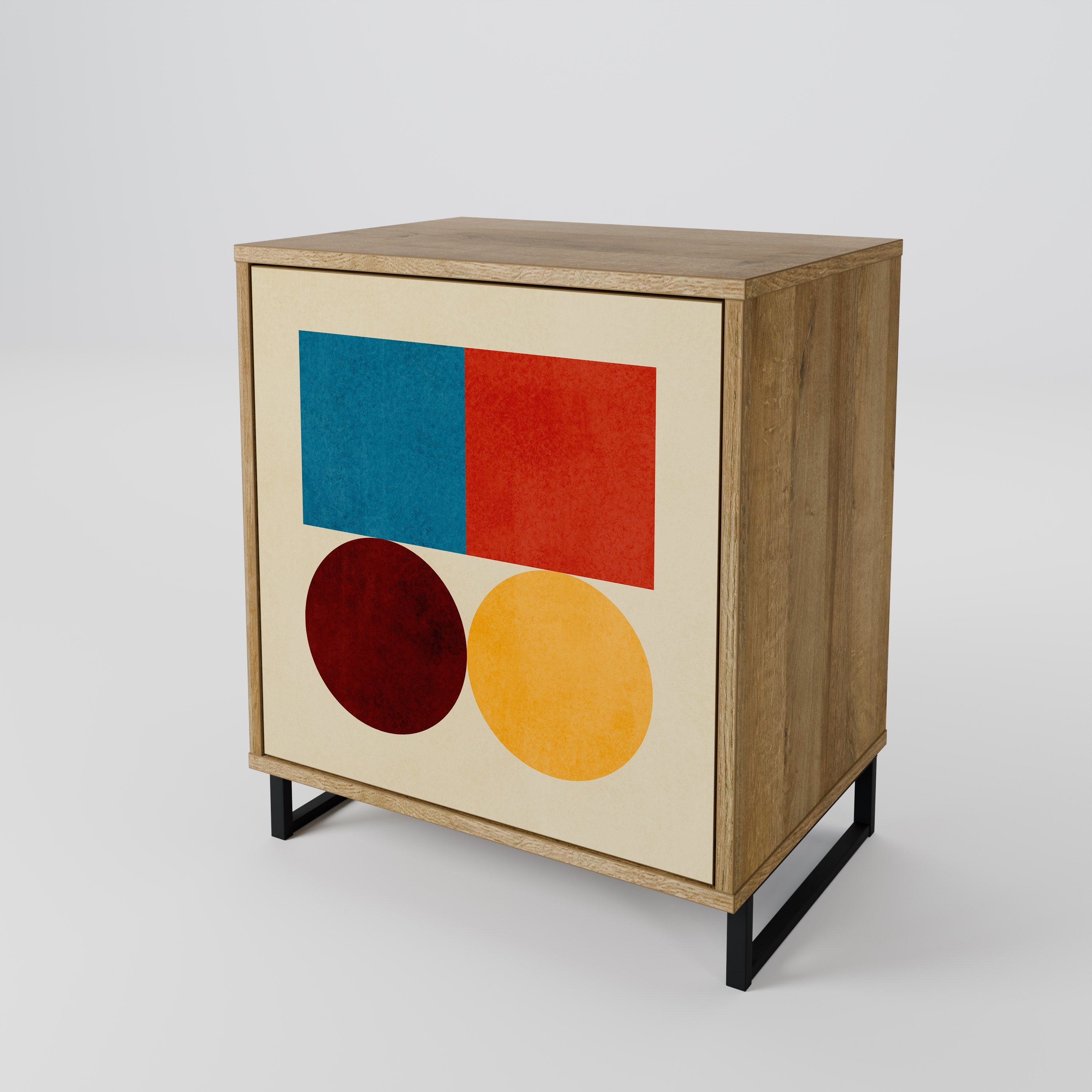 GEOMETRIC PUZZLE 1-Door Sideboard in Oak Effect