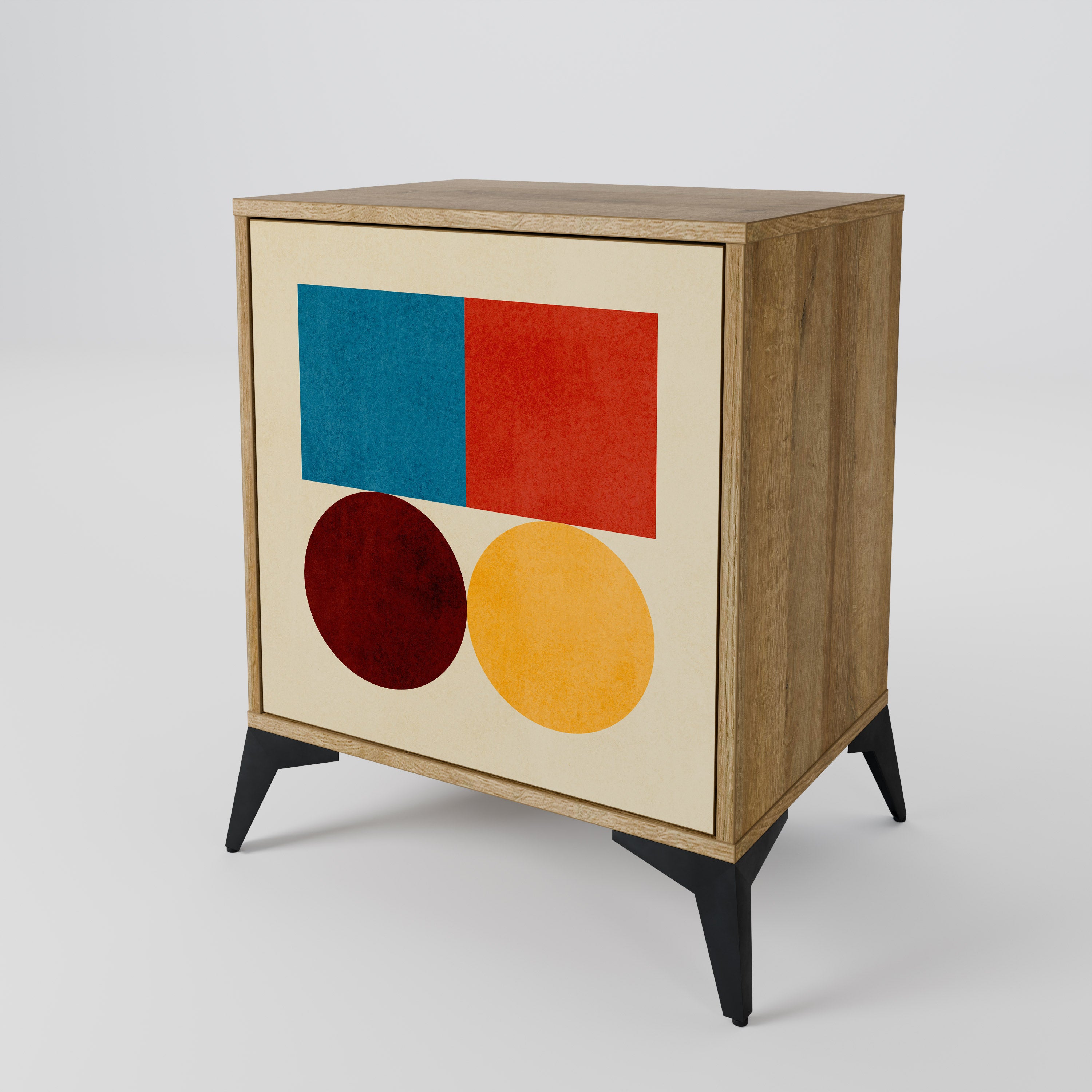 GEOMETRIC PUZZLE 1-Door Sideboard in Oak Effect