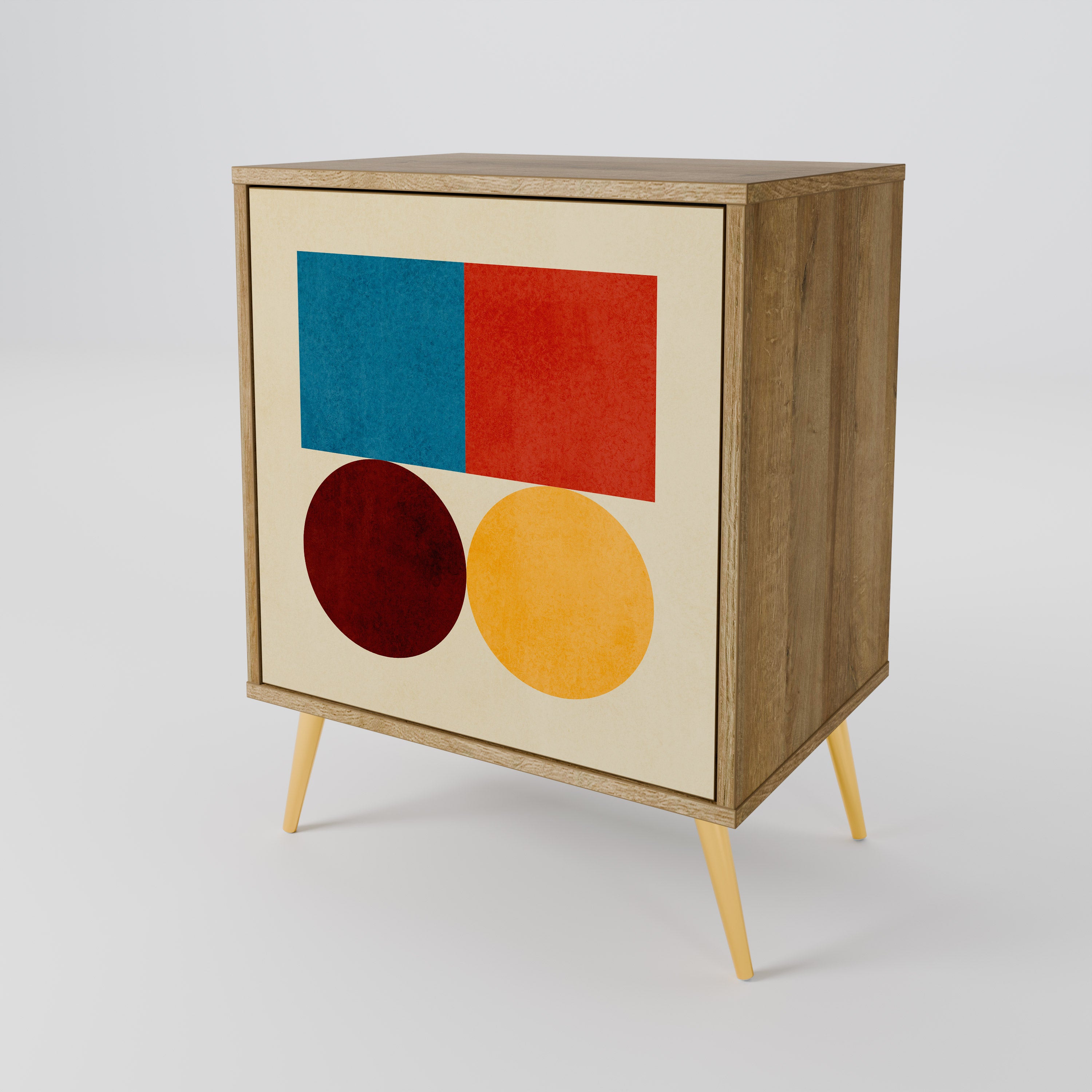 GEOMETRIC PUZZLE 1-Door Sideboard in Oak Effect