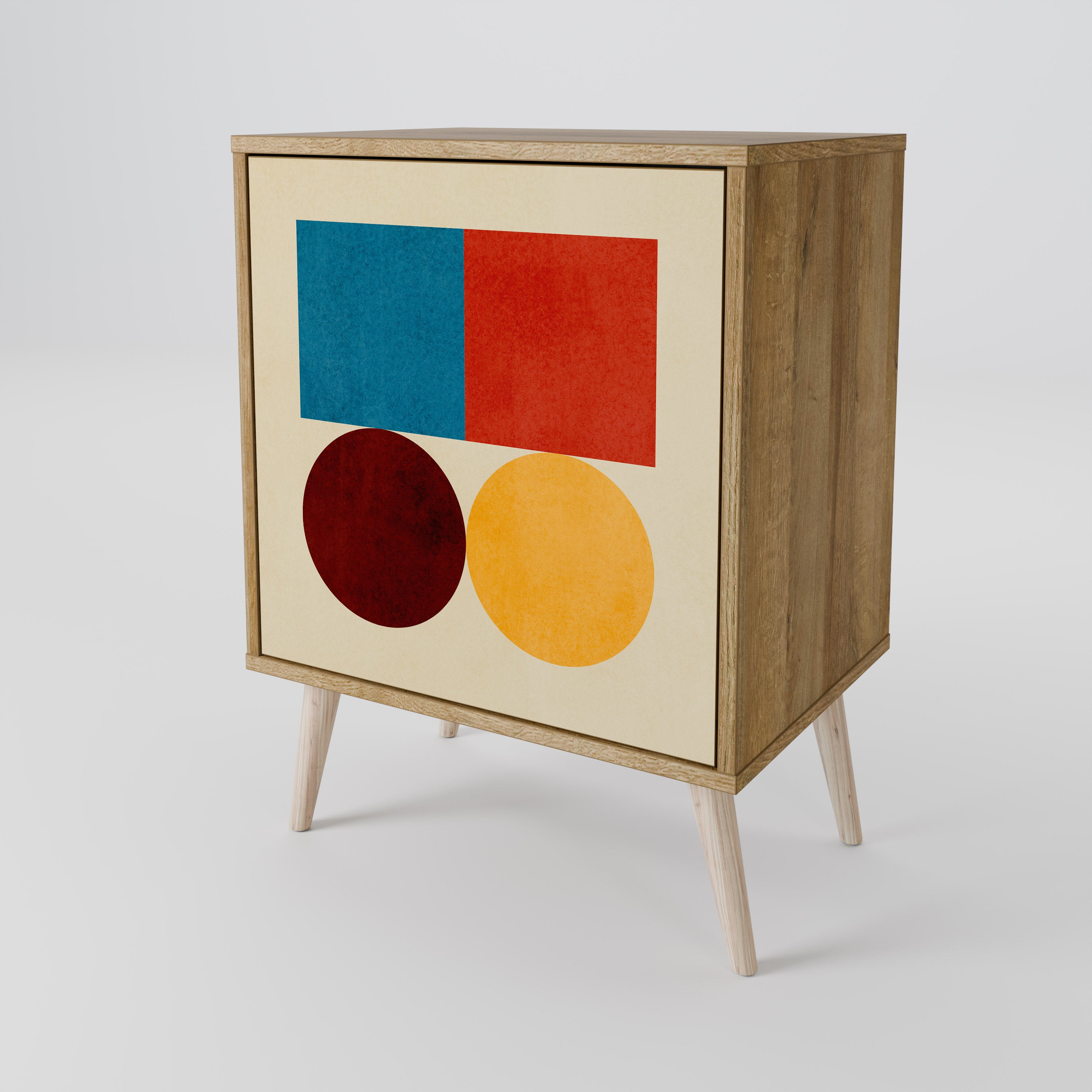 GEOMETRIC PUZZLE 1-Door Sideboard in Oak Effect